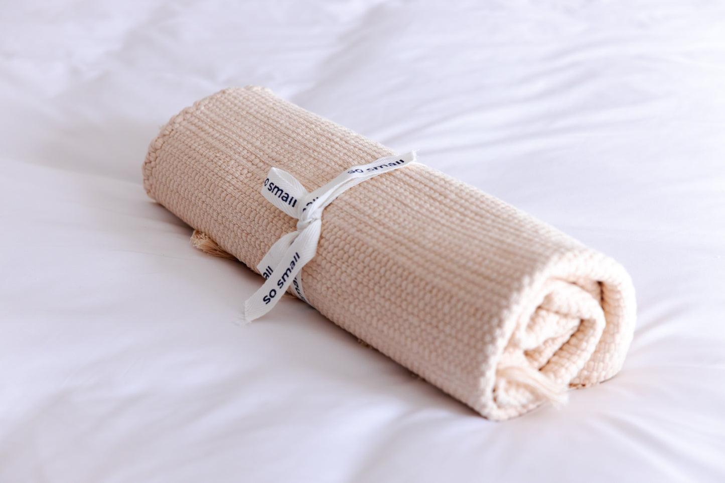 so small Organic Hand-Woven Play Mat- Coconut Cream