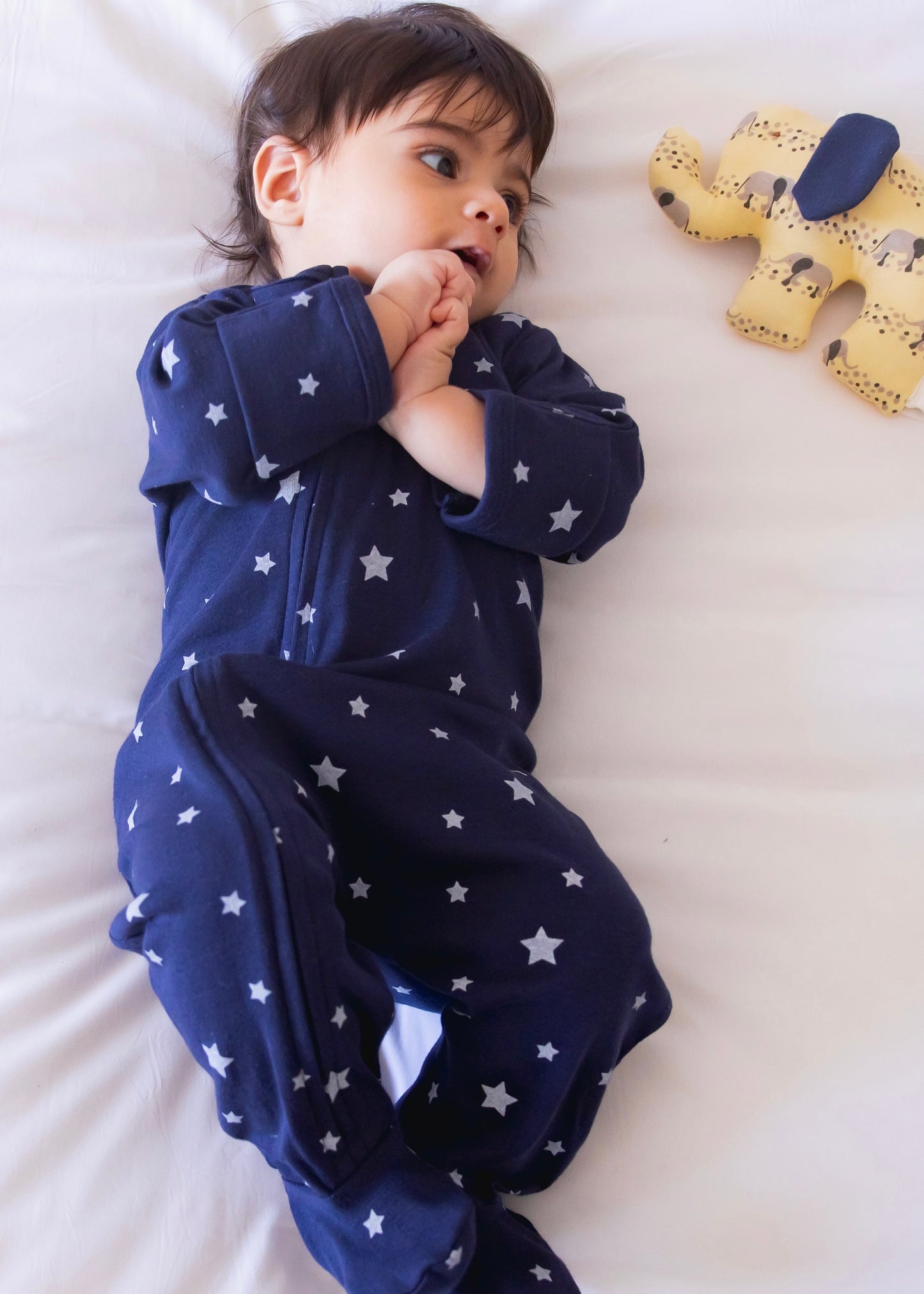 so small Organic Zipper Footie- Little Star