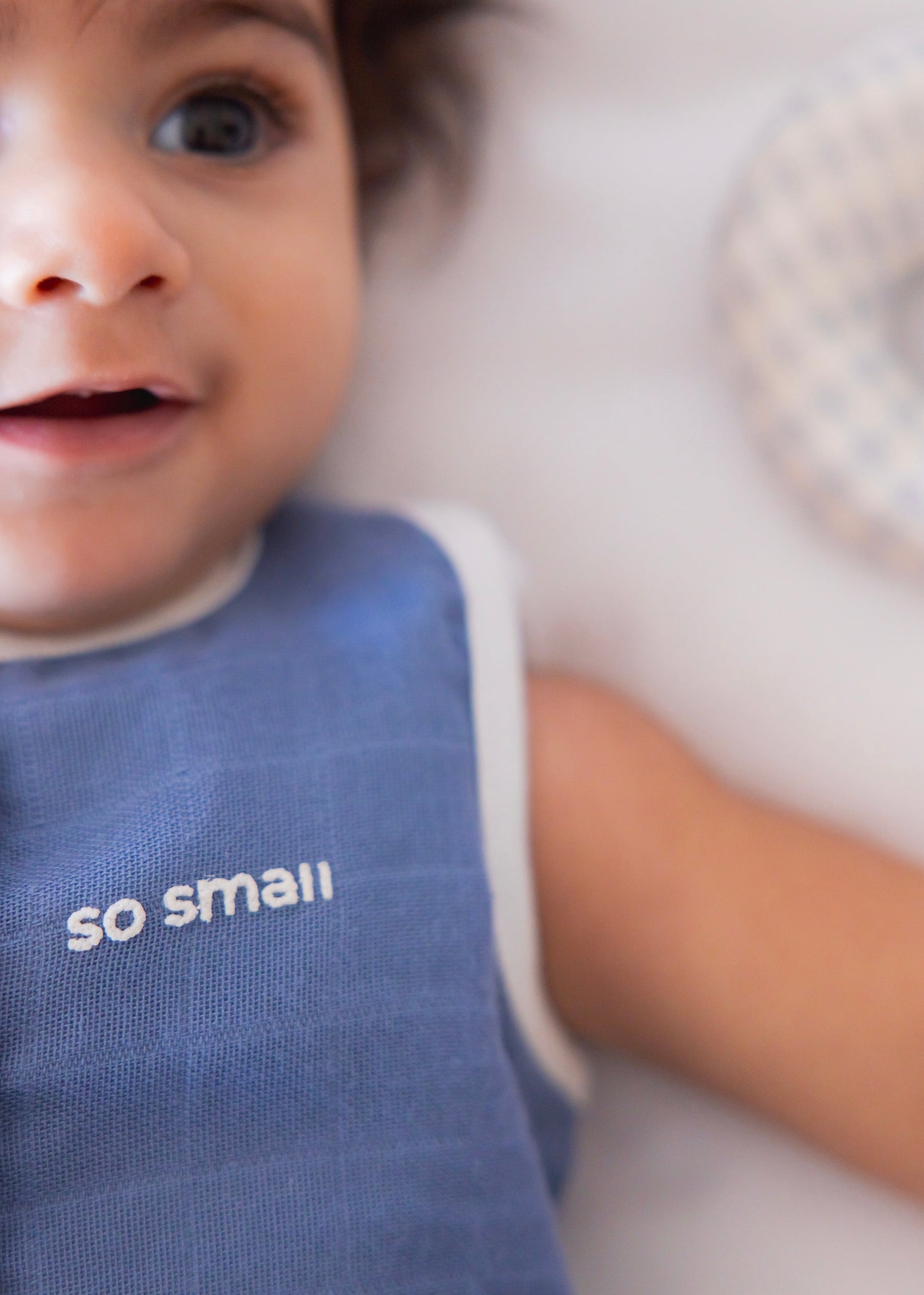 so small Organic Woven Muslin Sleeveless Romper- Galaxy Blue