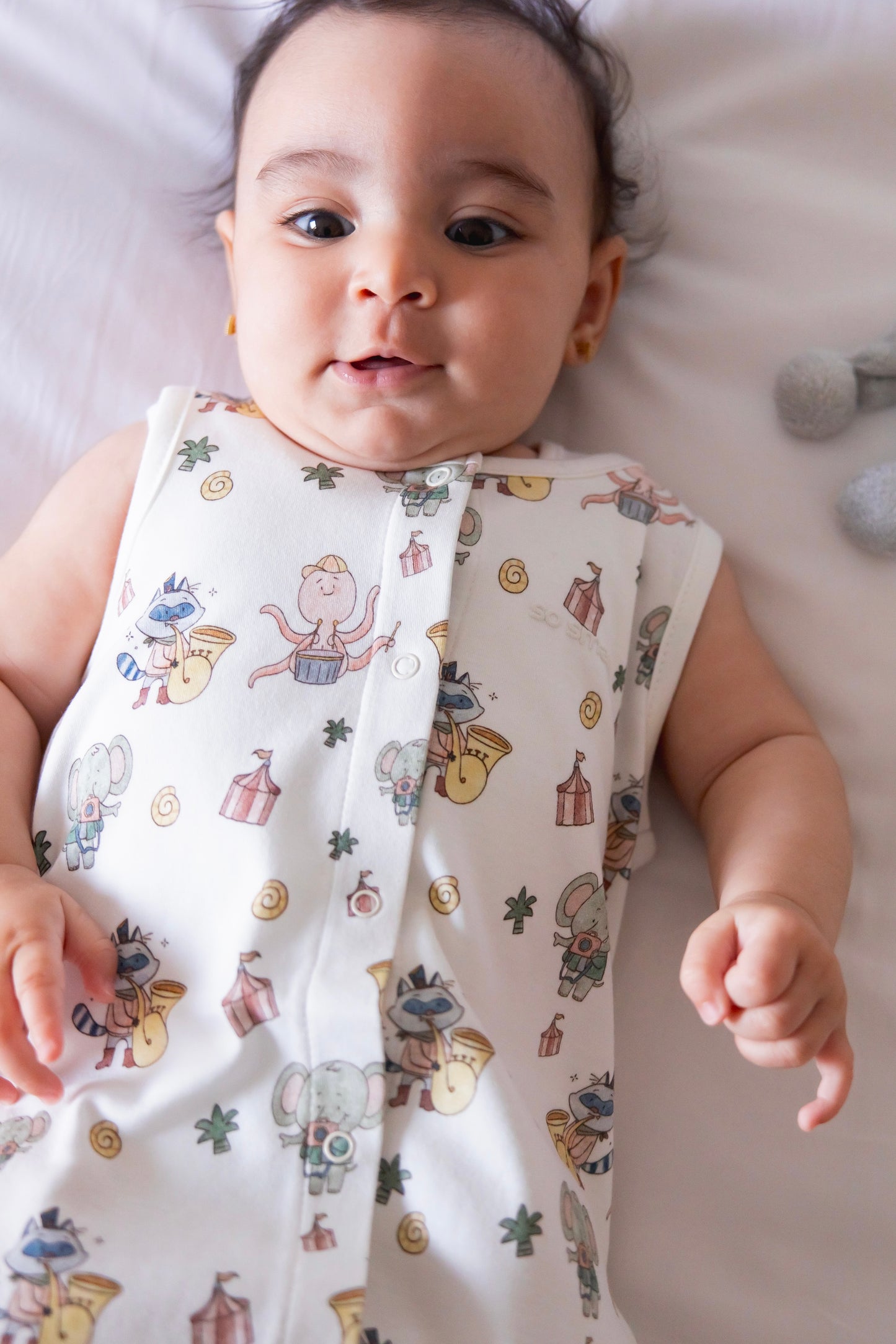 Organic Sleeveless Romper- Play. Sway.Re-play