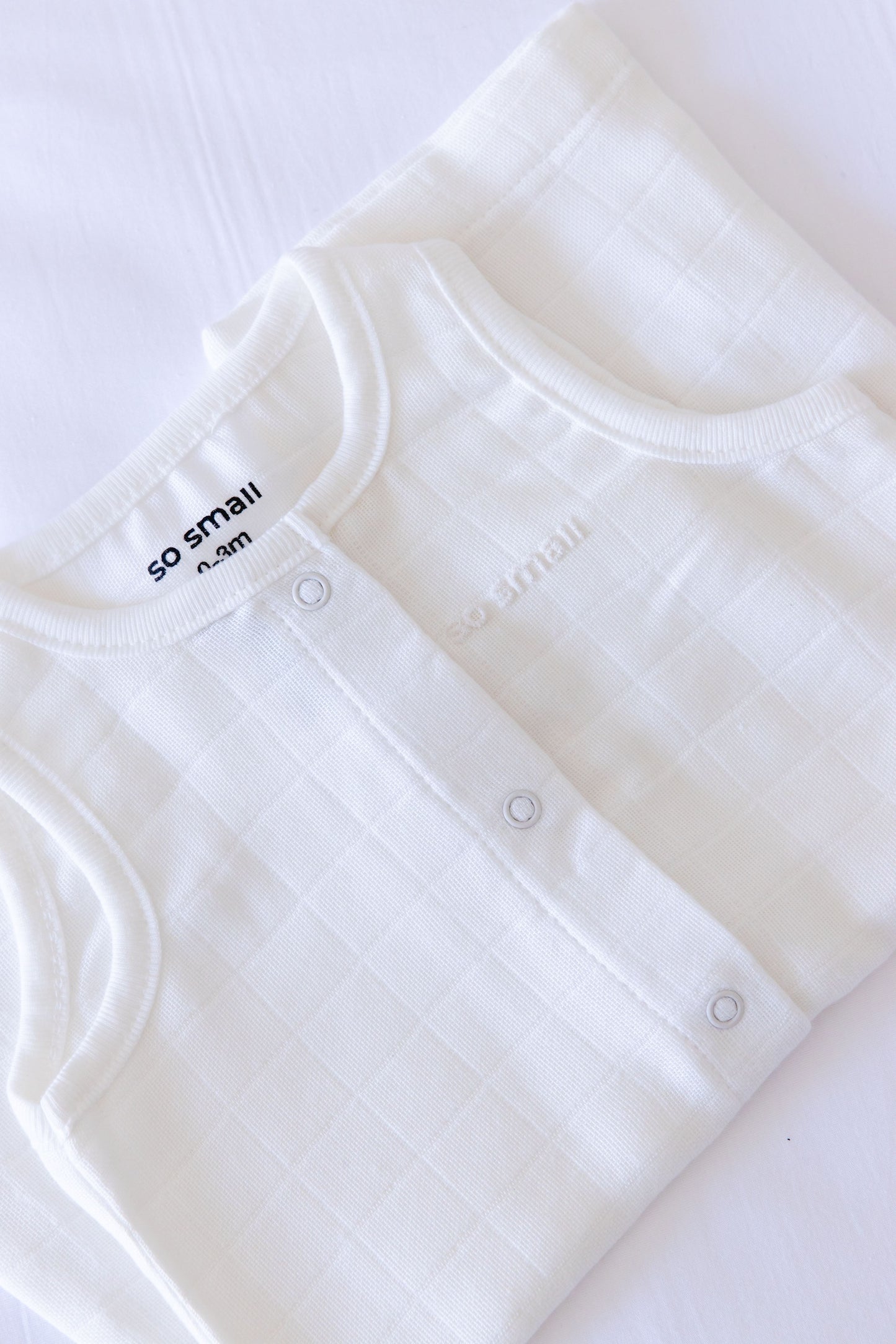 so small Organic Woven Muslin Sleeveless Romper- Marshmallow White