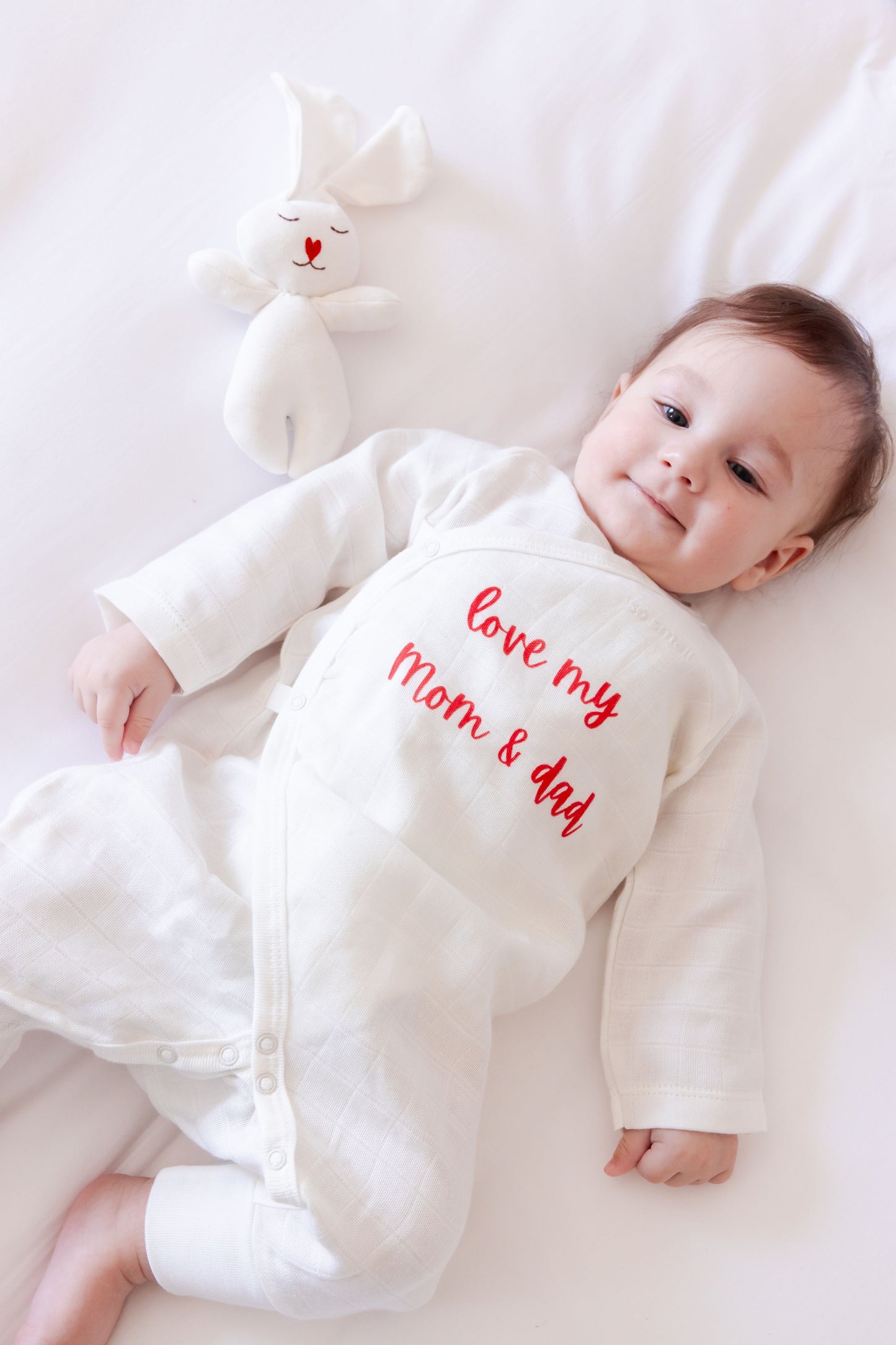 so small Organic Wrapover Kimono- Love My Mom & Dad