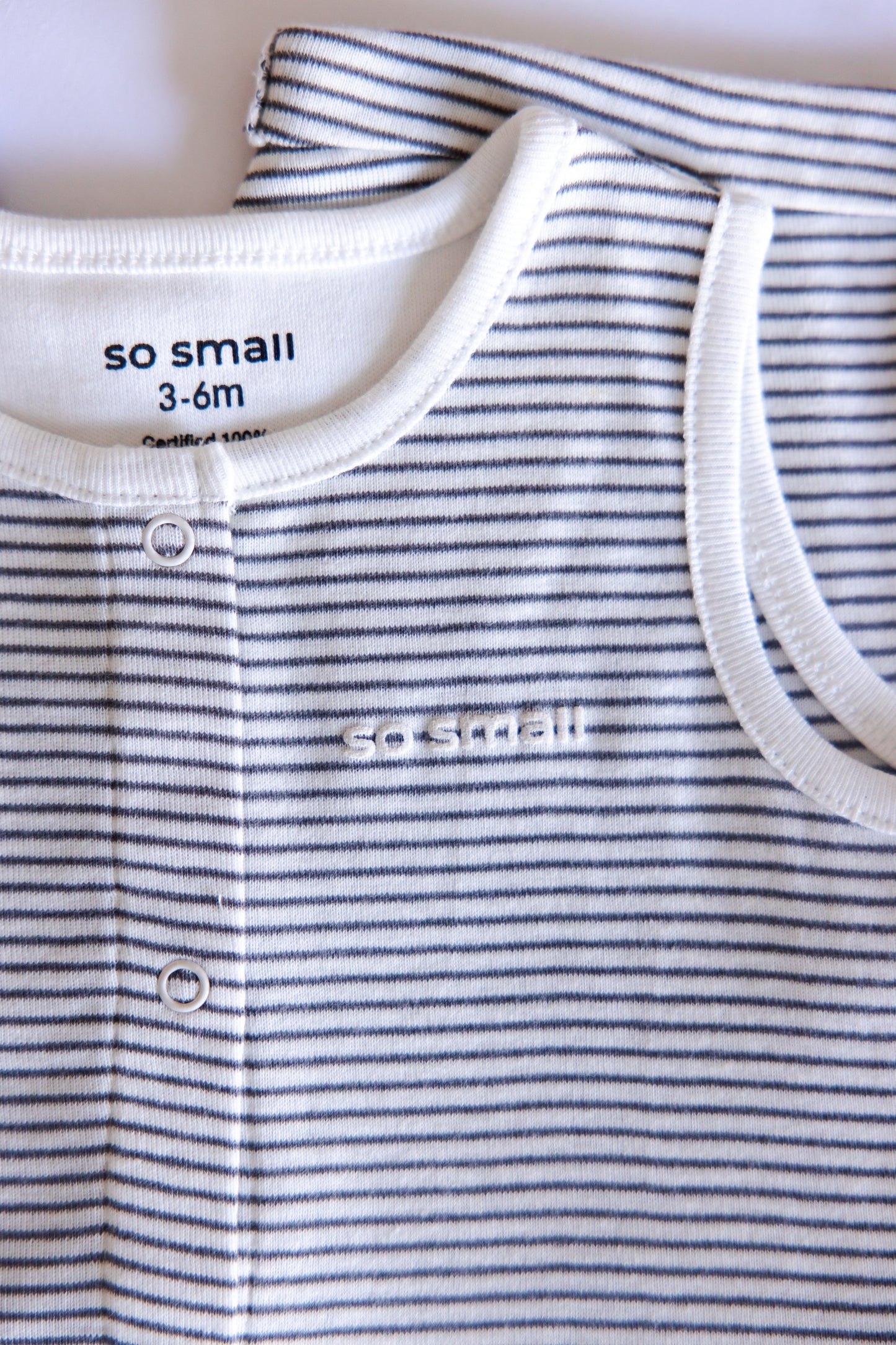 so small Organic Sleeveless Romper -Barely Blue Striped