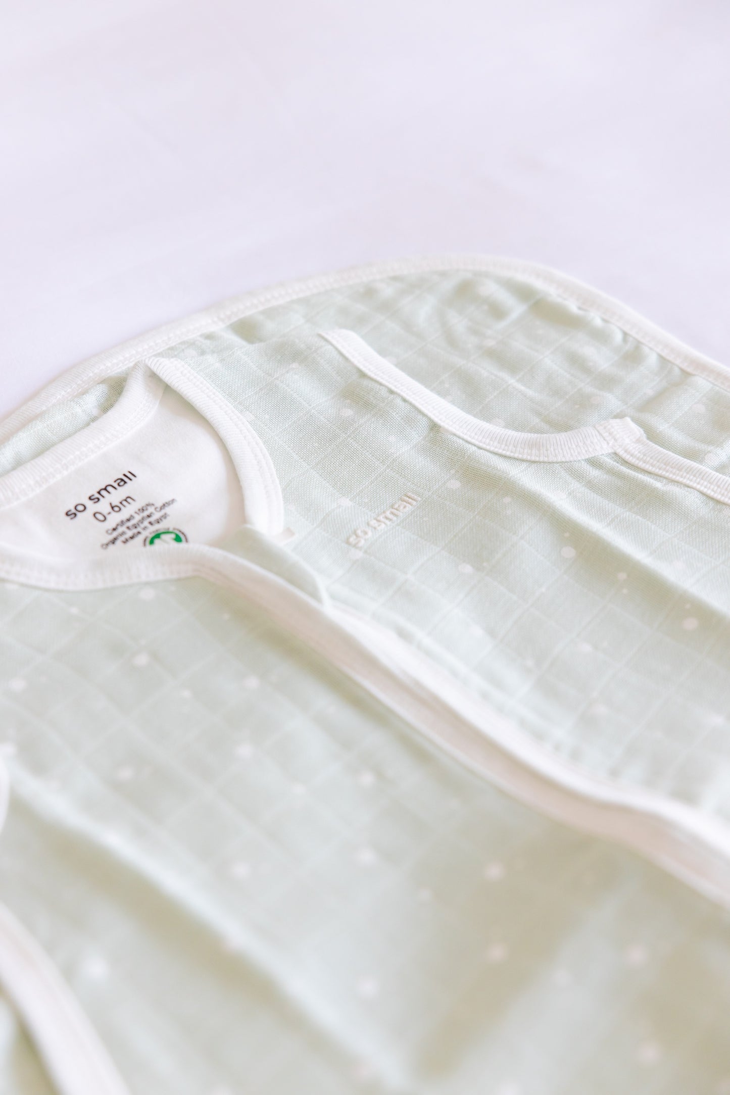 so small Organic Muslin Sleeping Bag- Mint & Milk
