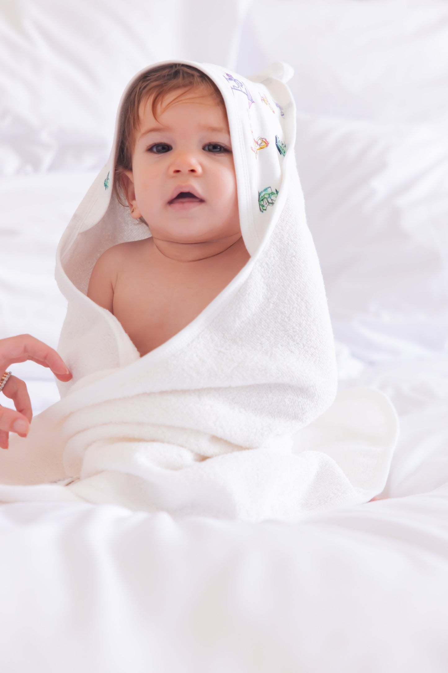 so small Organic Hooded Bath Towel- Tropical Vibes