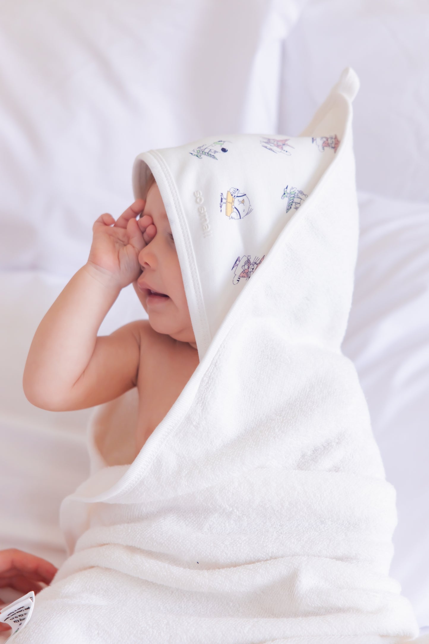 so small Organic Hooded Bath Towel- Carnival
