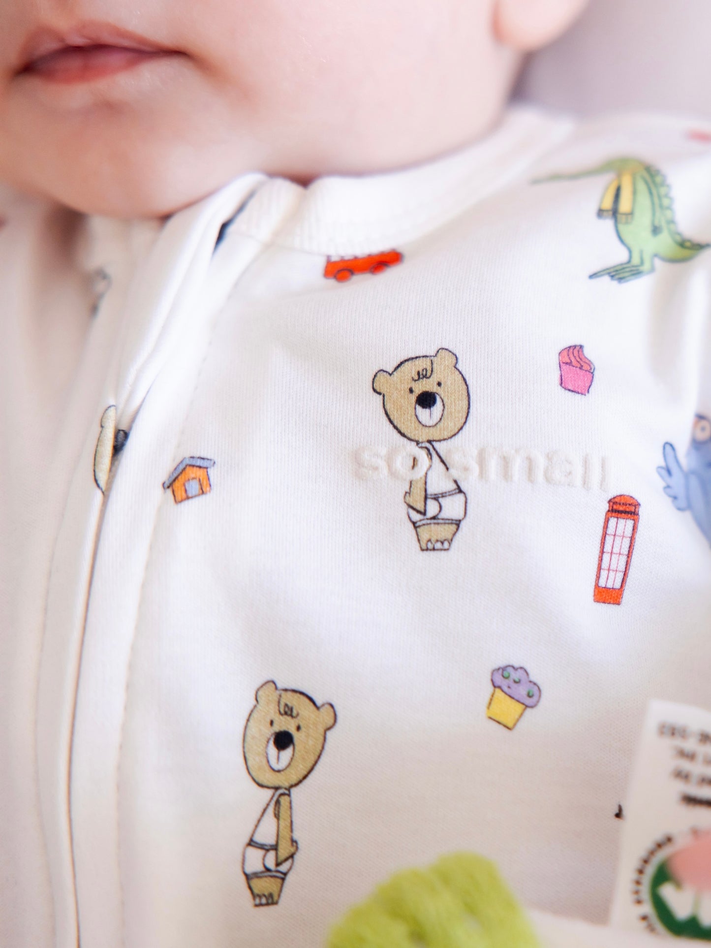 so small Organic Zipper Footie- Playdates & Cupcakes
