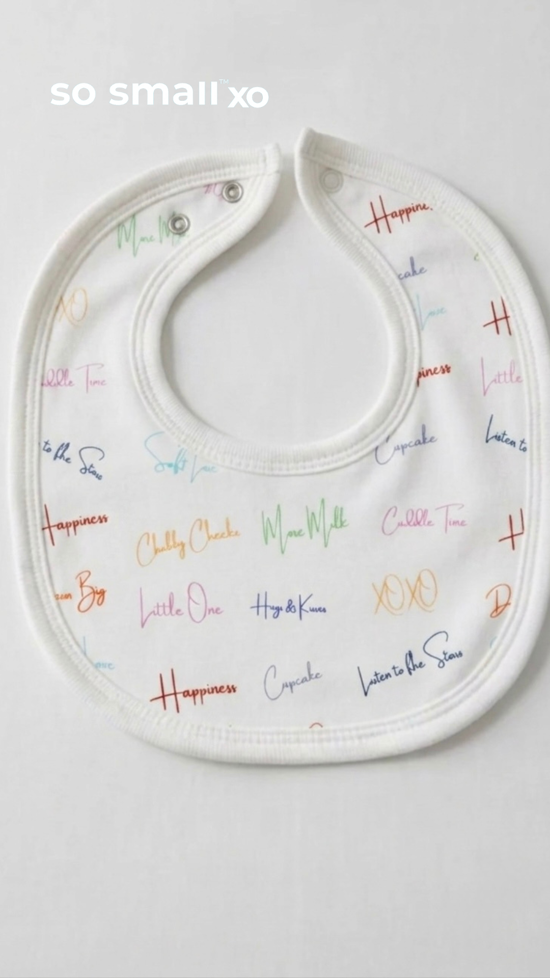 so small xo Terry-Lined Bib- Mom's Words