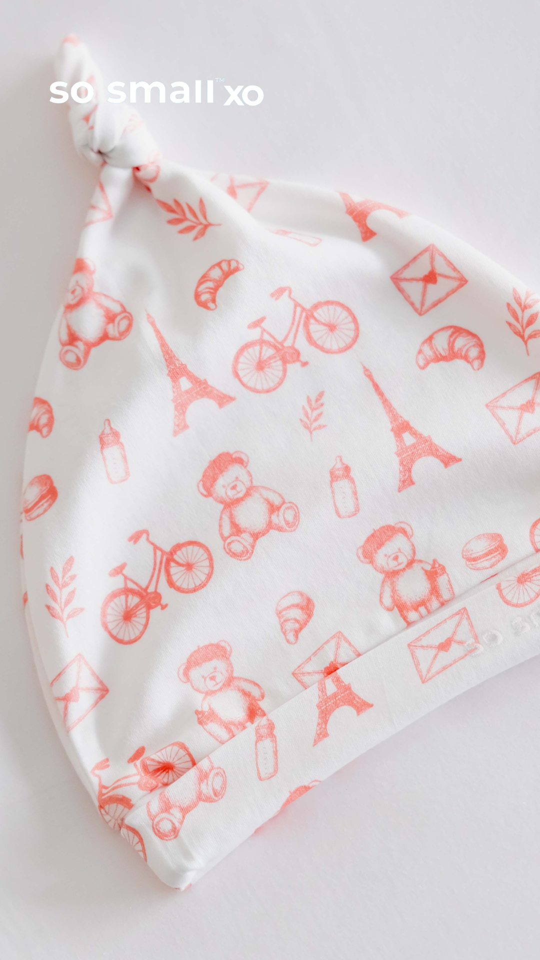 so small xo Knotted Beanie- Petit Paris Rose