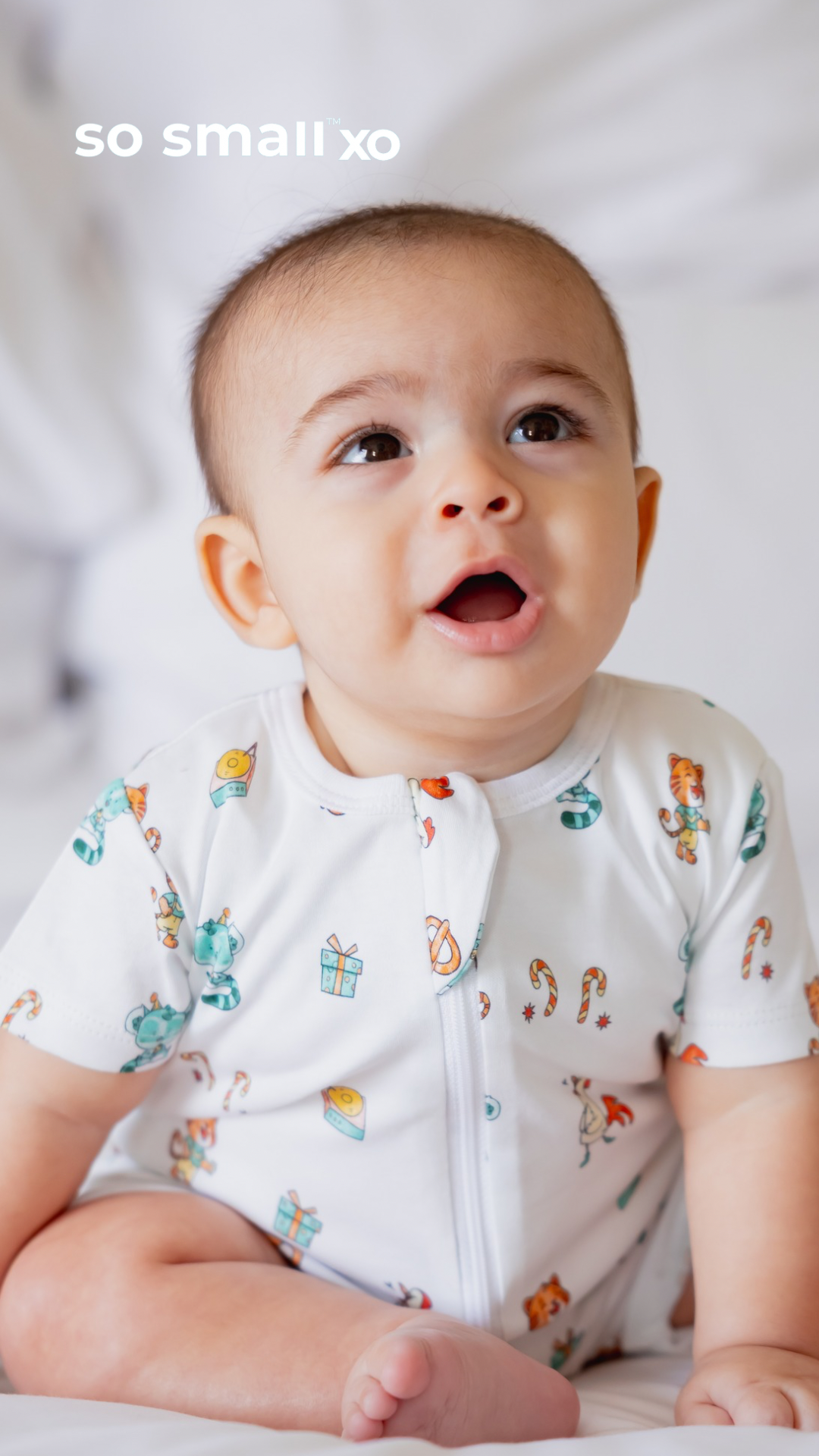 so small xo Half-Sleeved Zipper Romper- Birthday Party