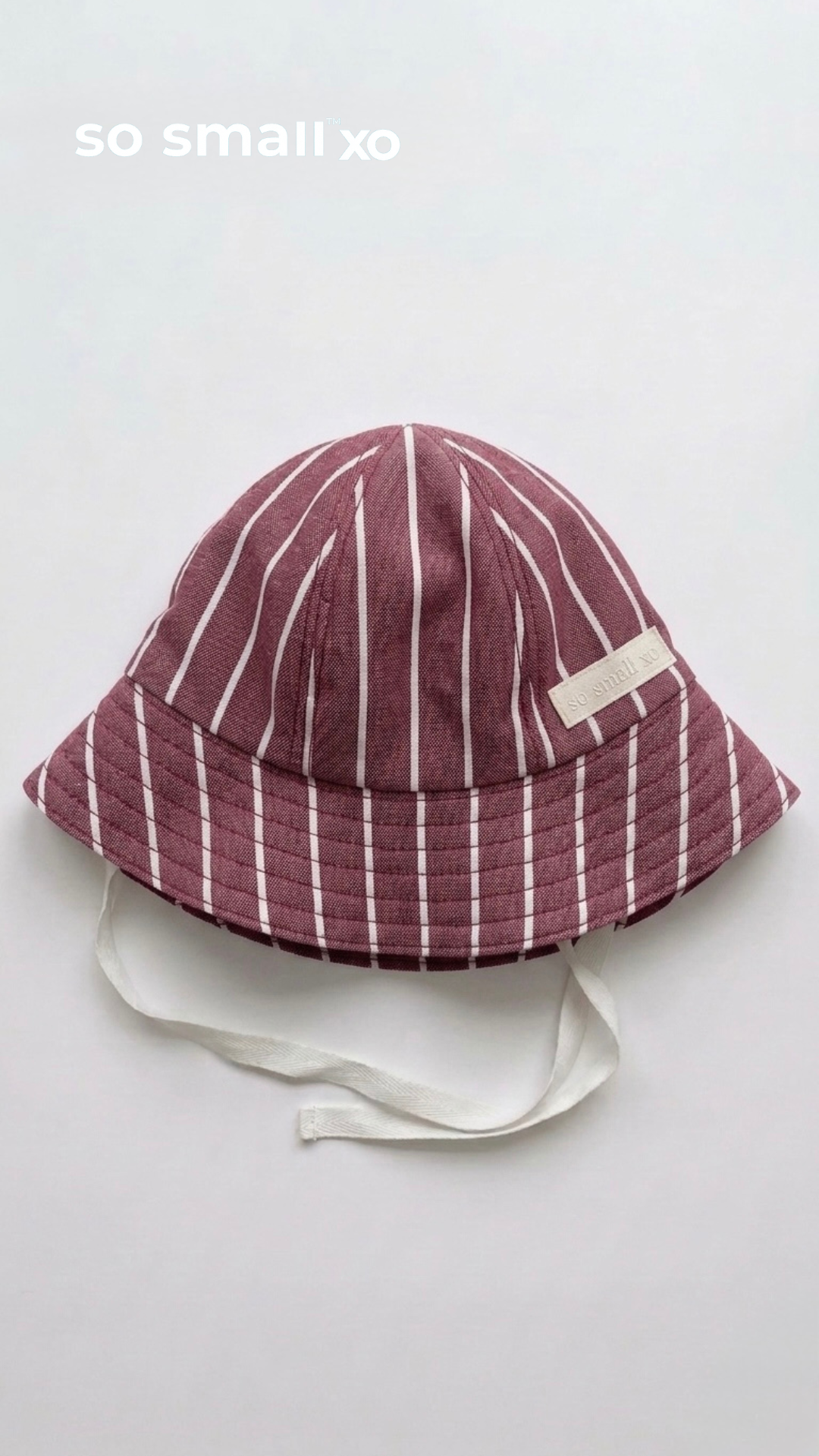 so small xo Sun Hat- Raspberry Maroon Striped