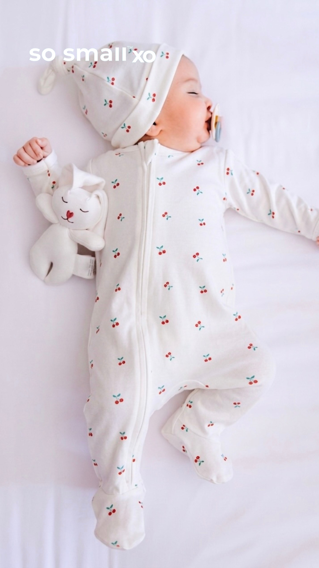so small xo Zipper Footie- Cherry Kiss (Sold without Beanie)