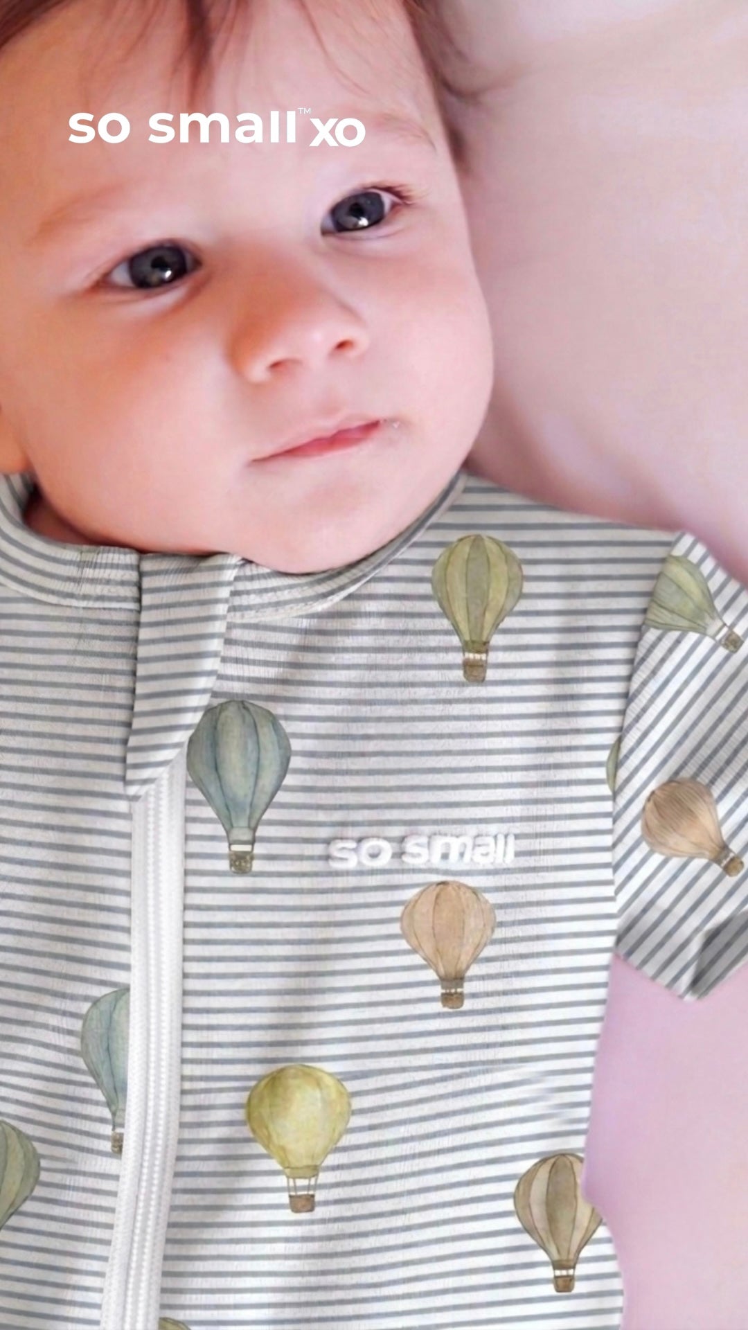 so small xo Half-Sleeved Zipper Romper- Blue Balloon Ride