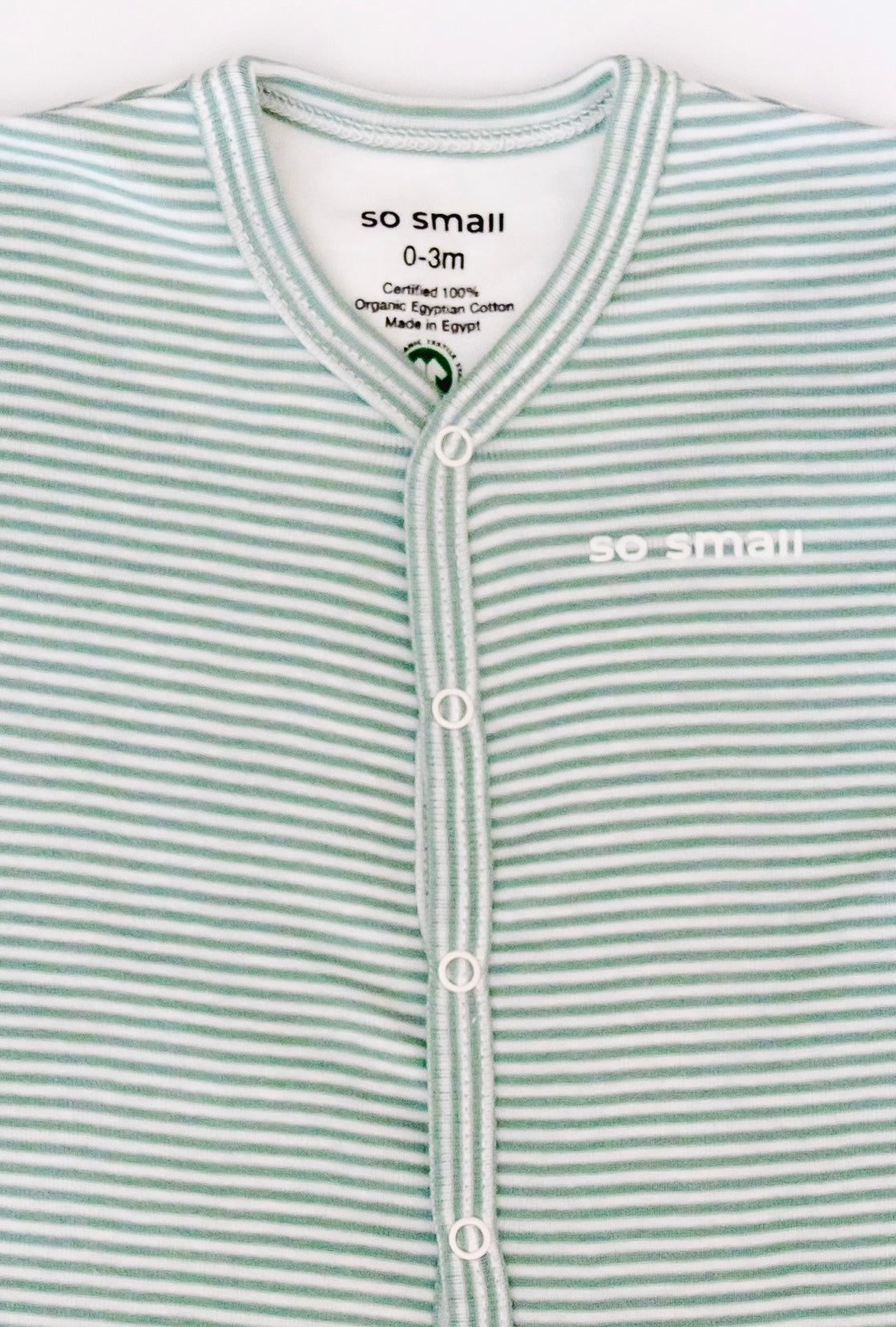 Certified Organic Cotton Striped Middle Snap Footie-Pistachio Green