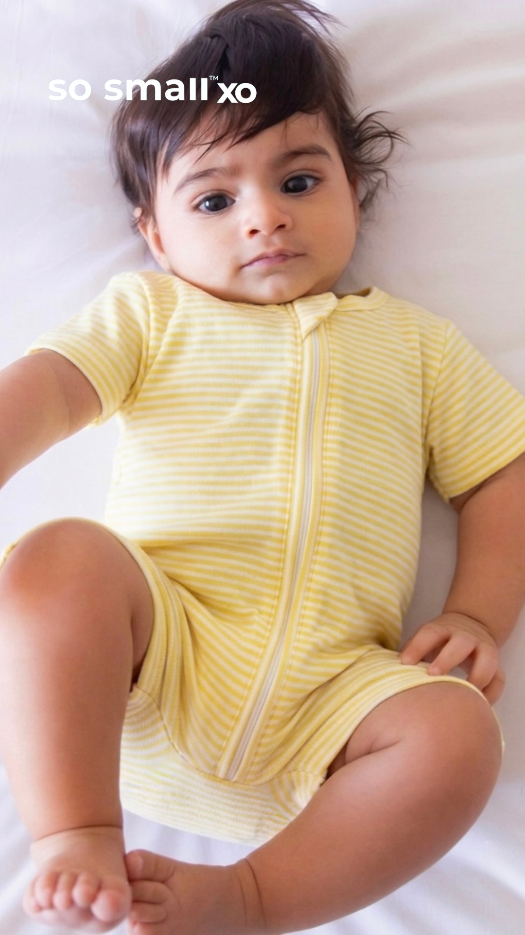 so small xo Half-Sleeved Zipper Romper- Butter Cup