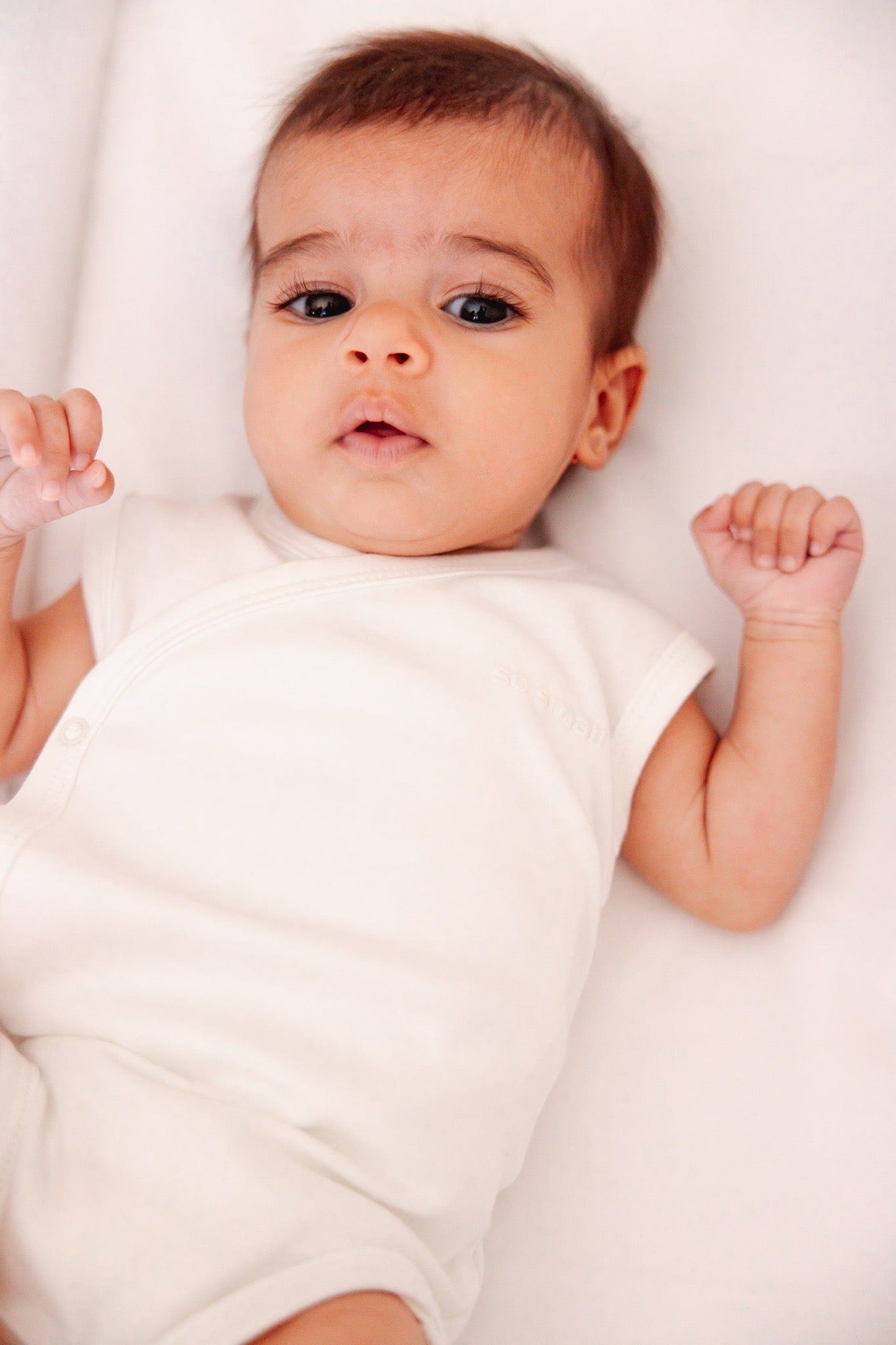 so small Organic Cotton Wrapover Sleeveless Bodysuit-Organic White