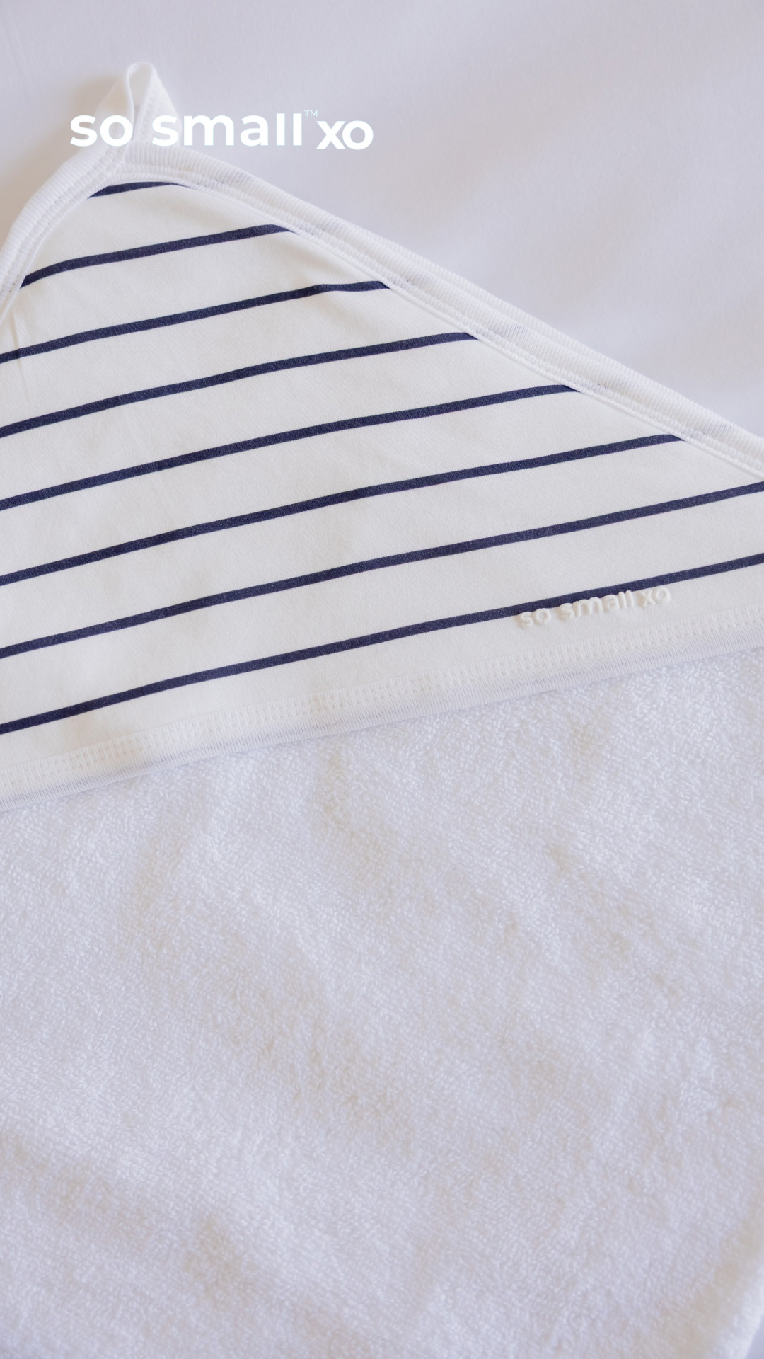 so small xo Striped Hooded Towel- Deep Sea