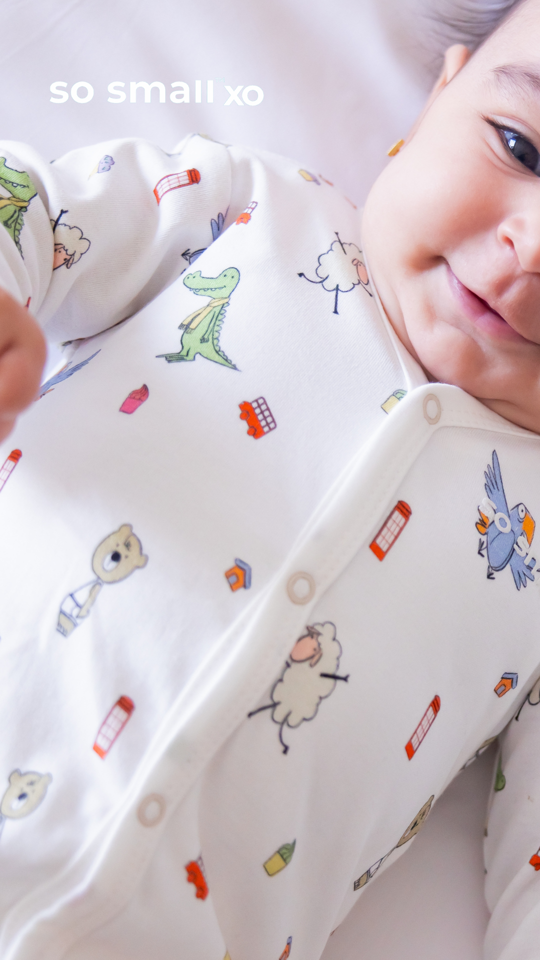 so small xo Middle Snap Footie- Playdates & Cupcakes