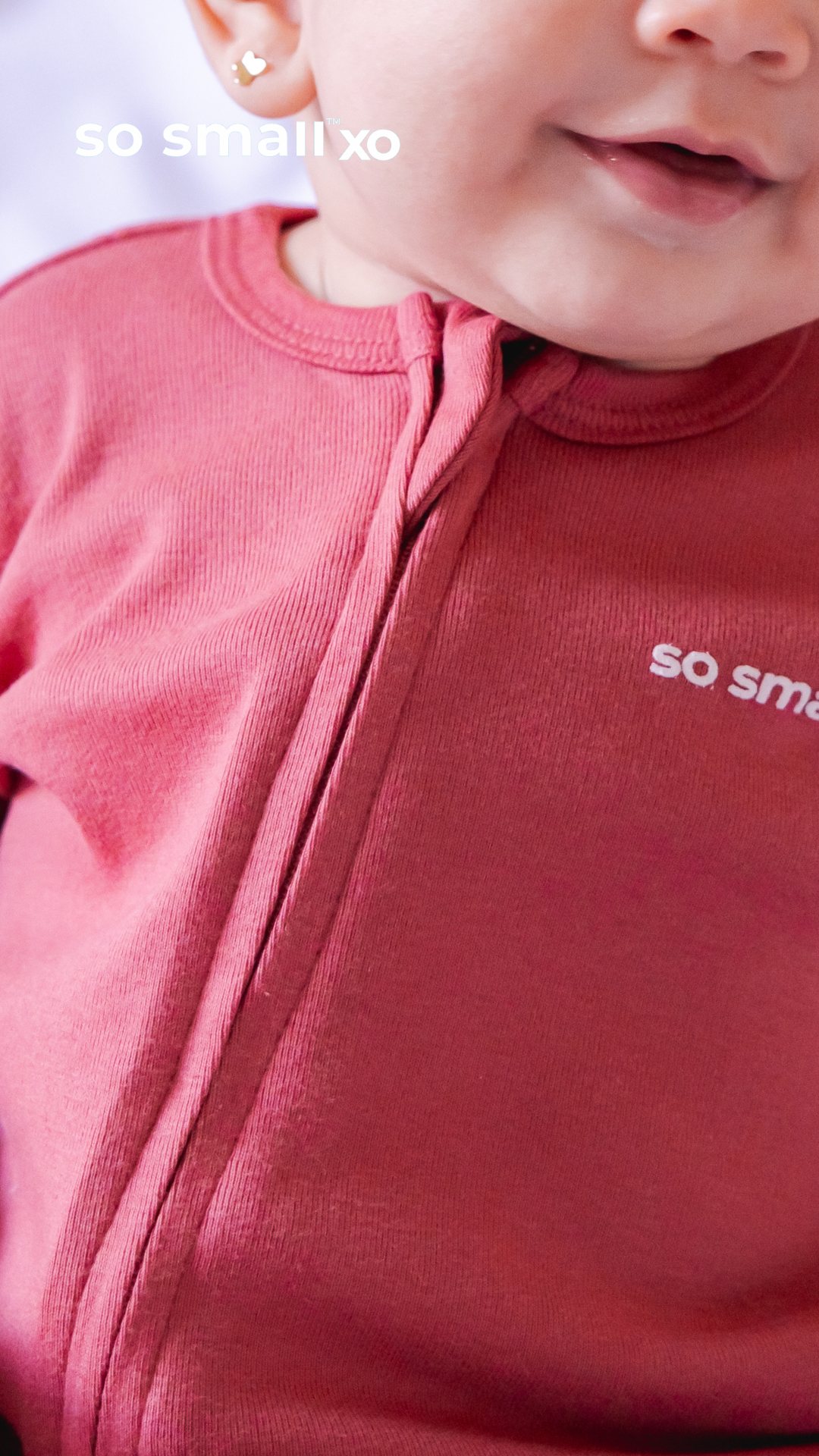 so small xo Zipper Footie- Holly Berry
