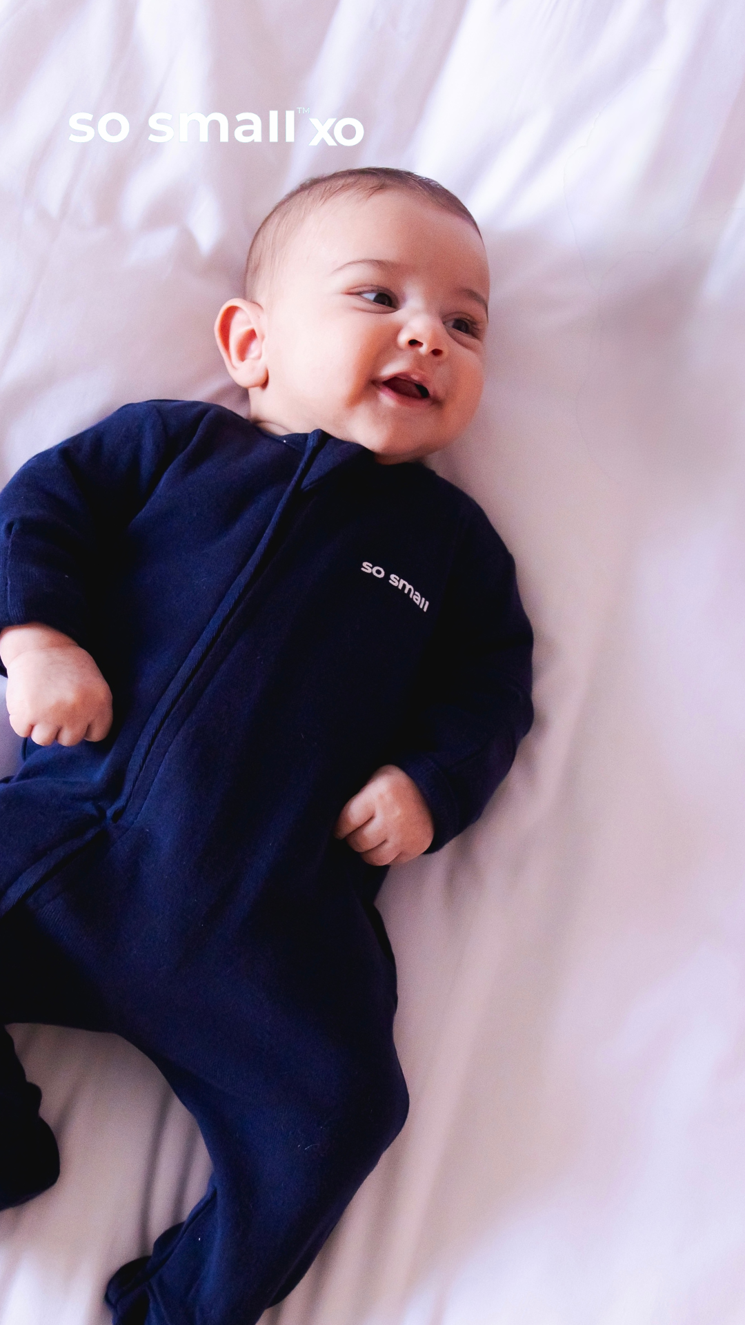 so small xo Zipper Footie- Magnetic Blue