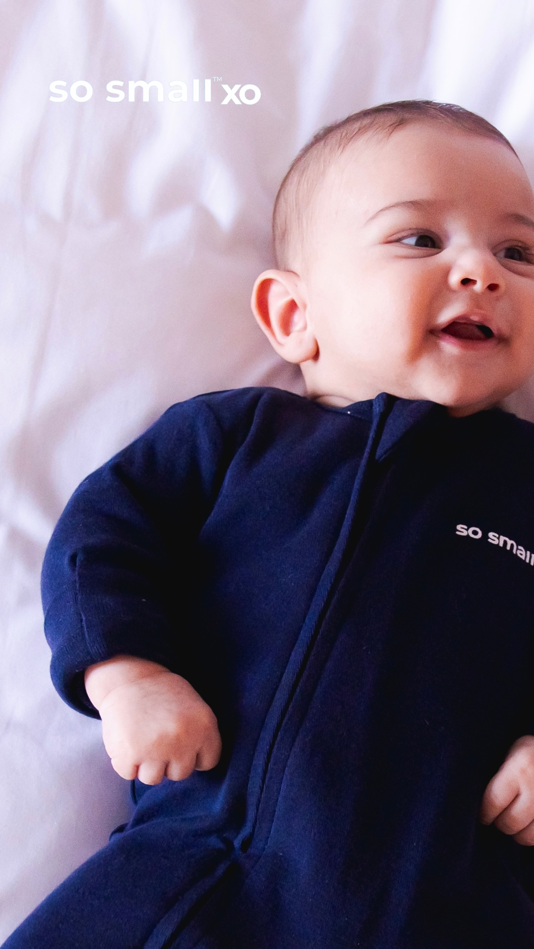 so small xo Zipper Footie- Magnetic Blue