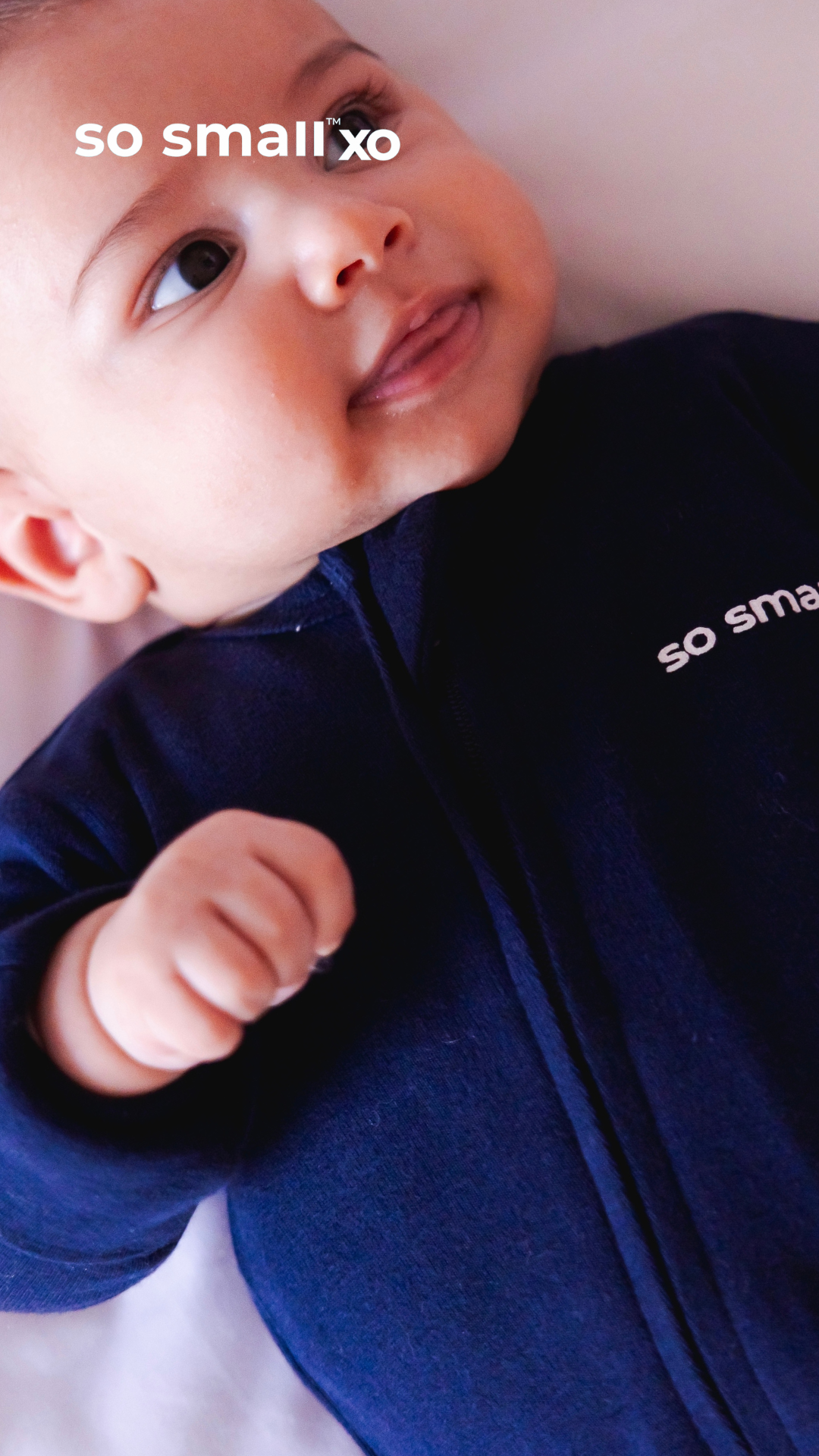 so small xo Zipper Footie- Magnetic Blue