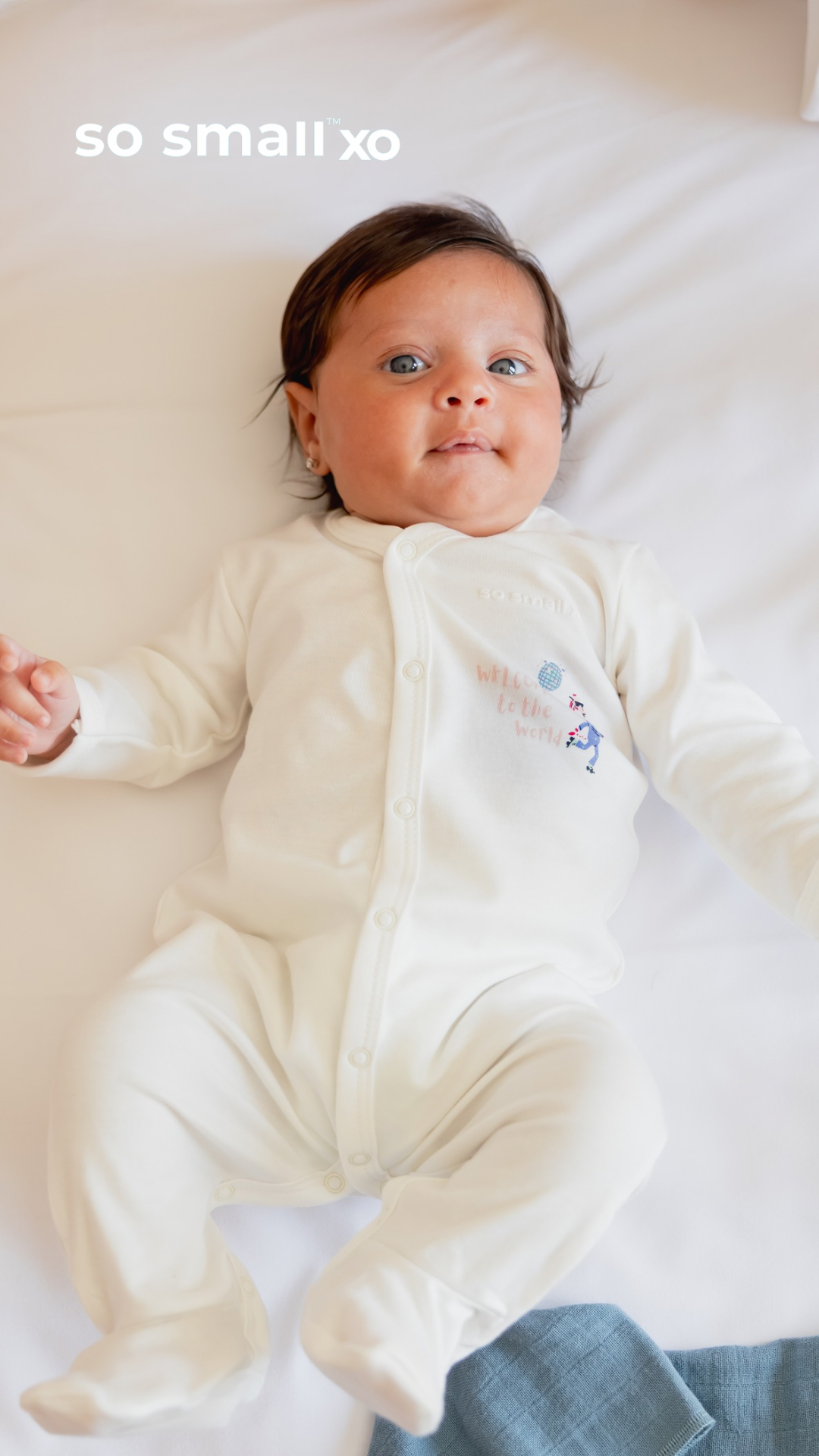 so small xo Middle Snap Footie- Welcome to the World