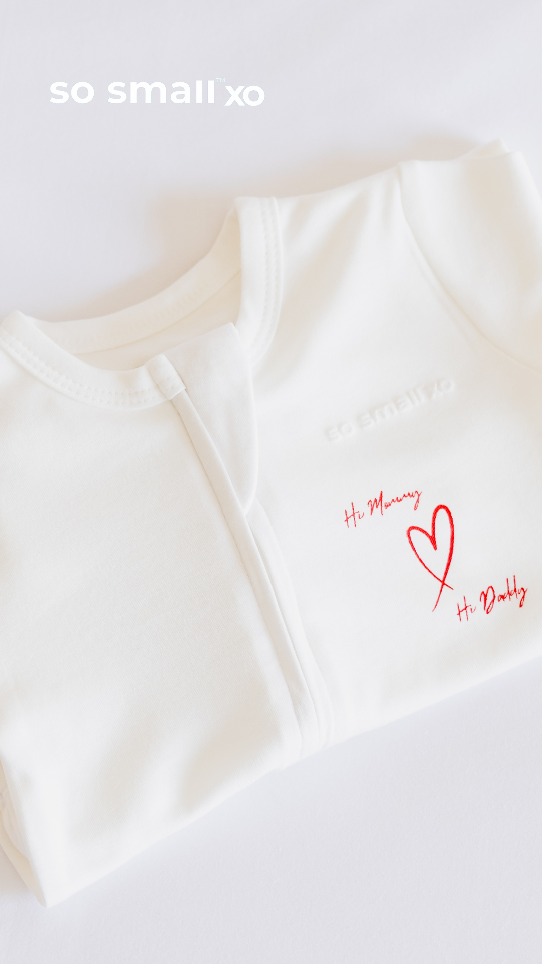 so small xo Zipper Footie- Hi Mommy. Hi Daddy