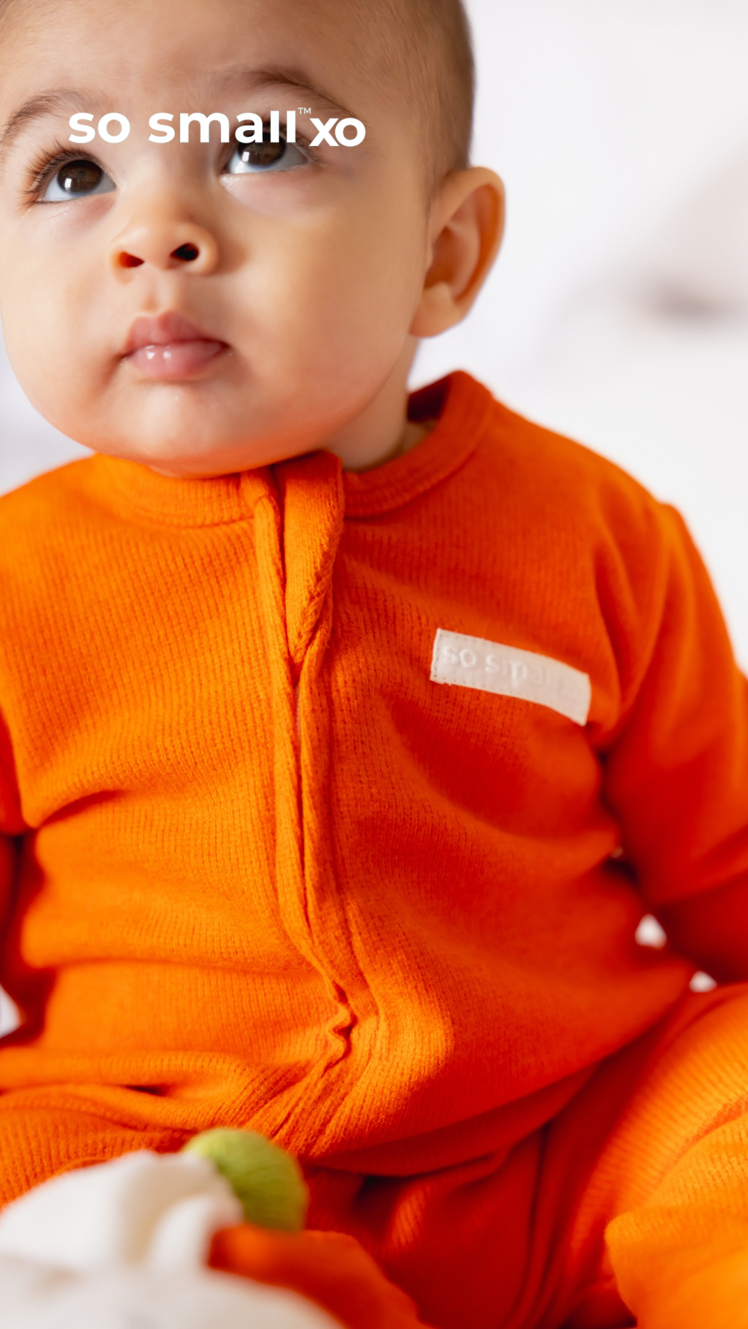 so small xo Winter Limited Edition Cotton Cashmere-Like Zipper Footie- Pumpkin Blush