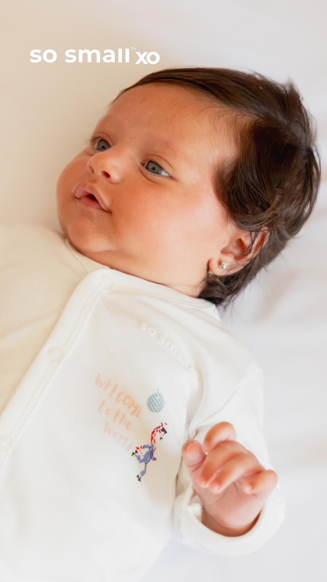 so small xo Middle Snap Footie- Welcome to the World