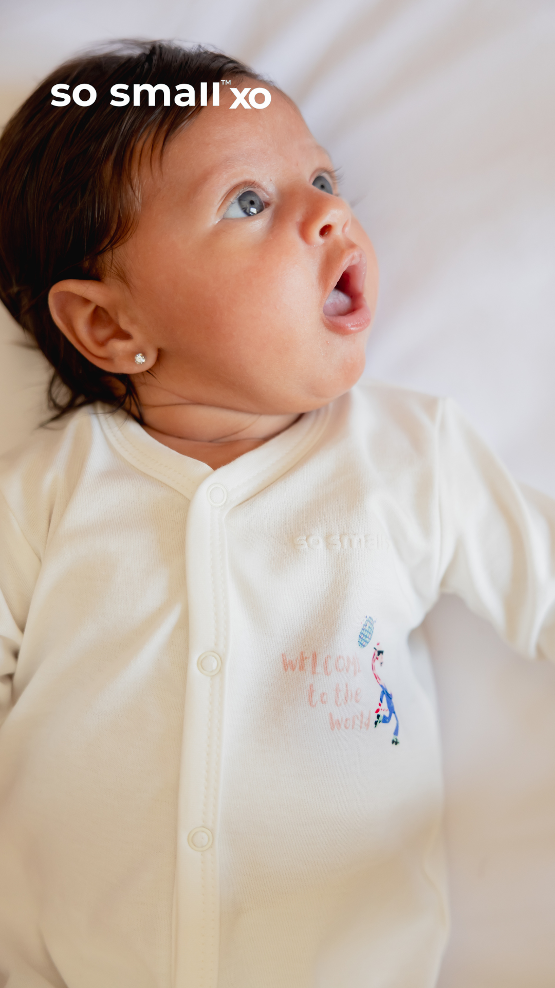 so small xo Middle Snap Footie- Welcome to the World