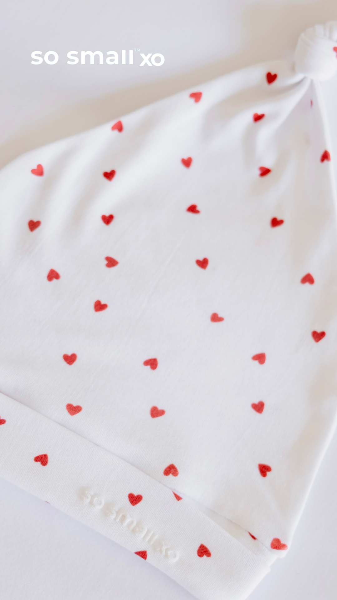 so small xo Knotted Beanie- Tiny Hearts