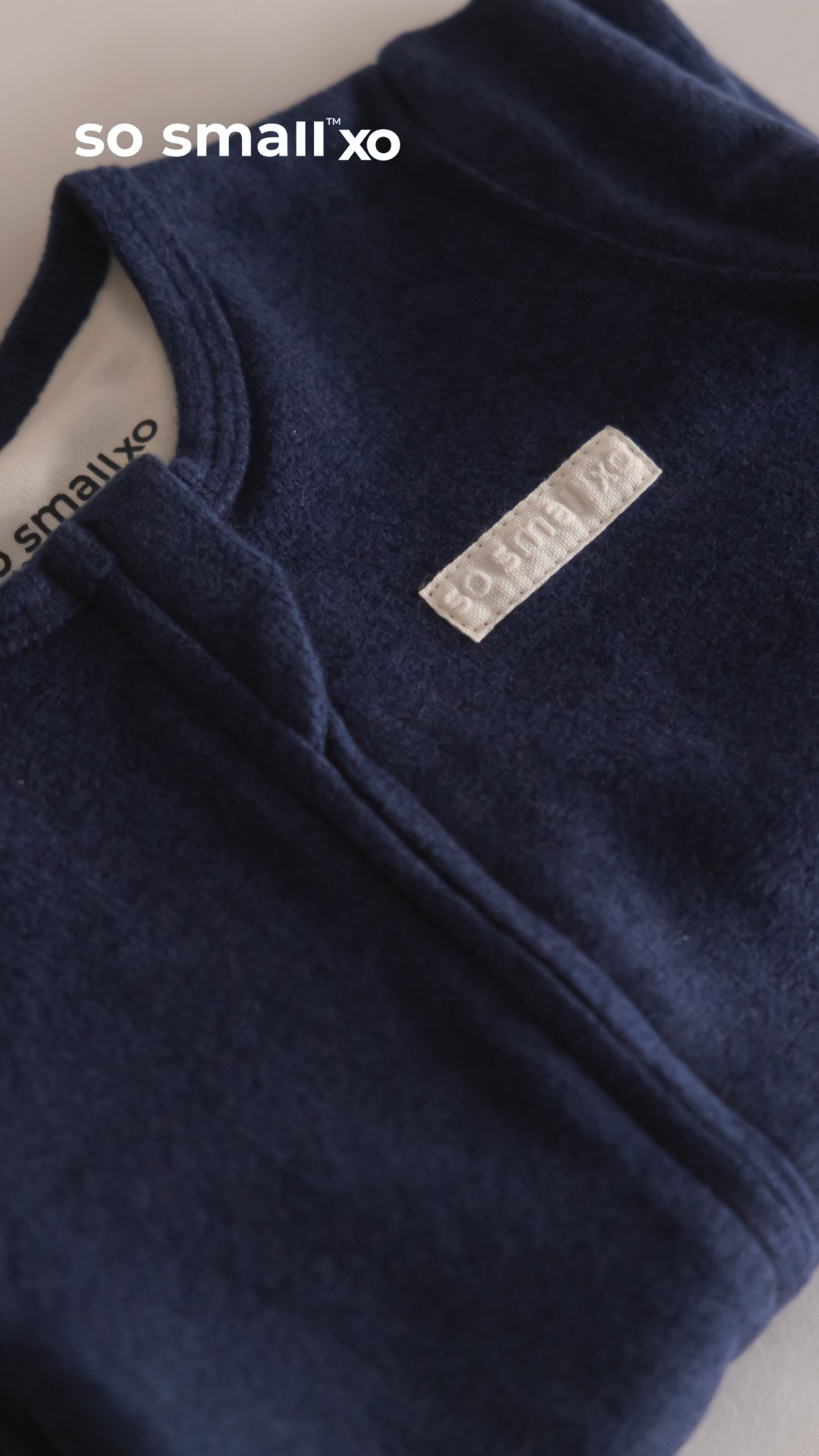 so small xo Winter Limited Edition Cotton Cashmere-Like Zipper Footie- London Midnight