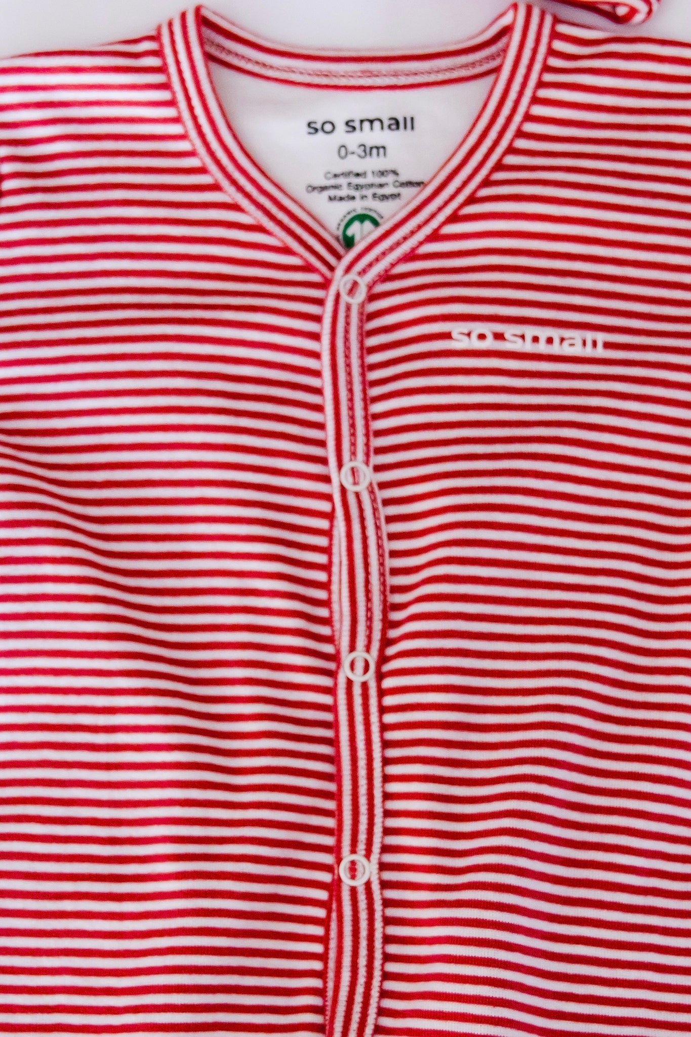 Certified Organic Cotton Striped Middle Snap Footie-Red Melon