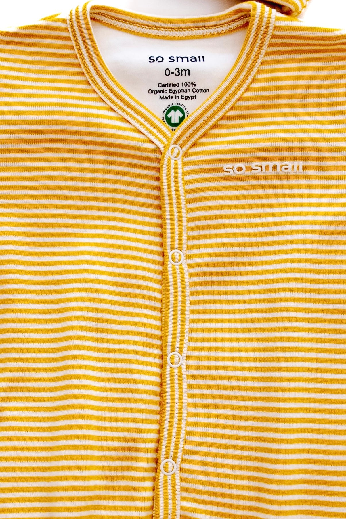 so small Organic Striped Middle Snap Footie-Banana Yellow
