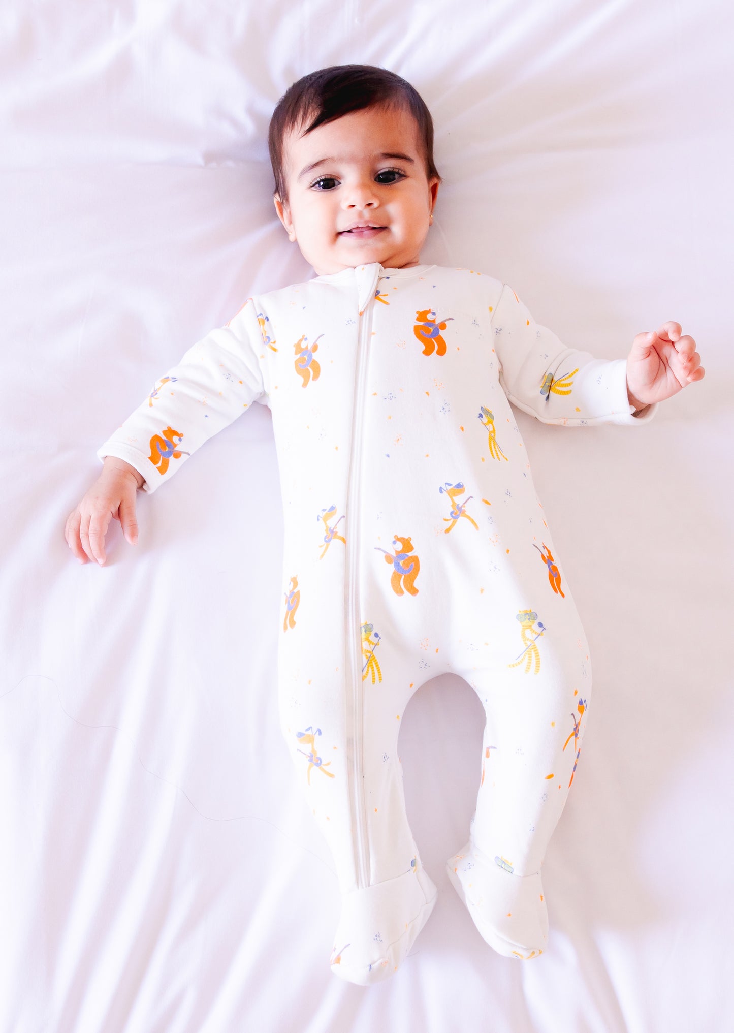 so small Organic Padded Winter Zipper Footie- Dance with Me- Winter Edition