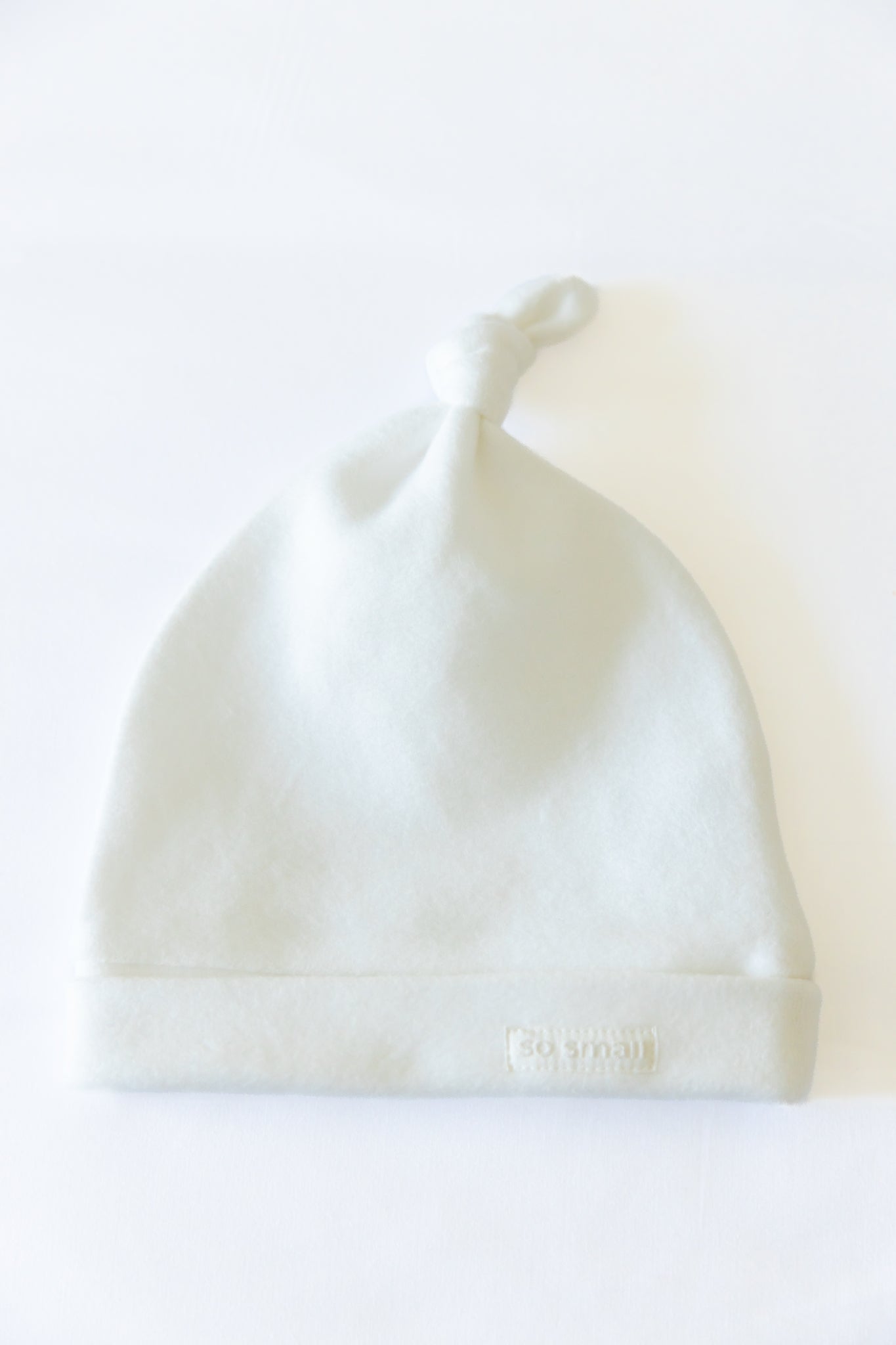 Certified Organic Knotted Beanie- Off-White Brushed Terry