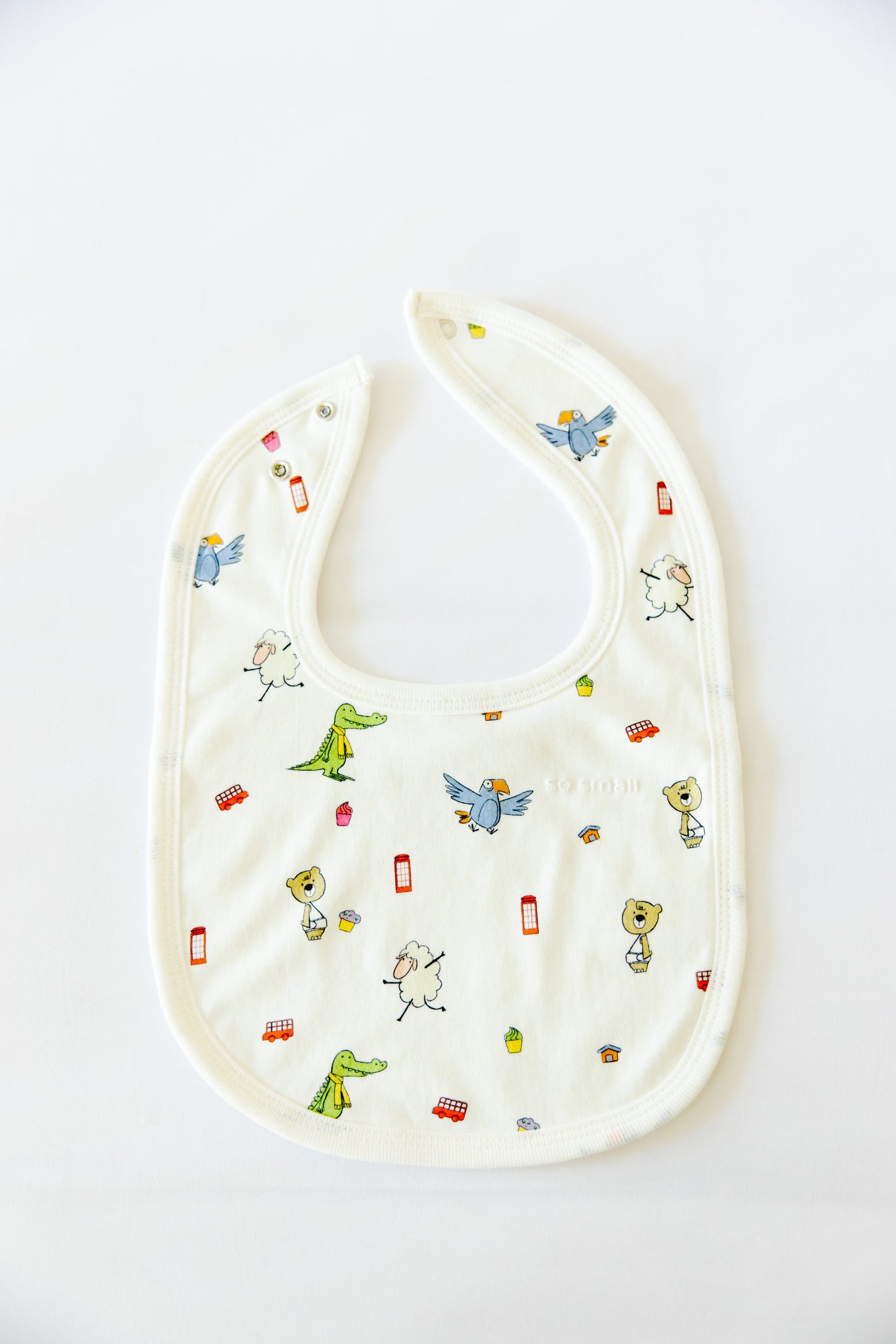 so small Organic Terry-Lined Bib- Playdates & Cupcakes