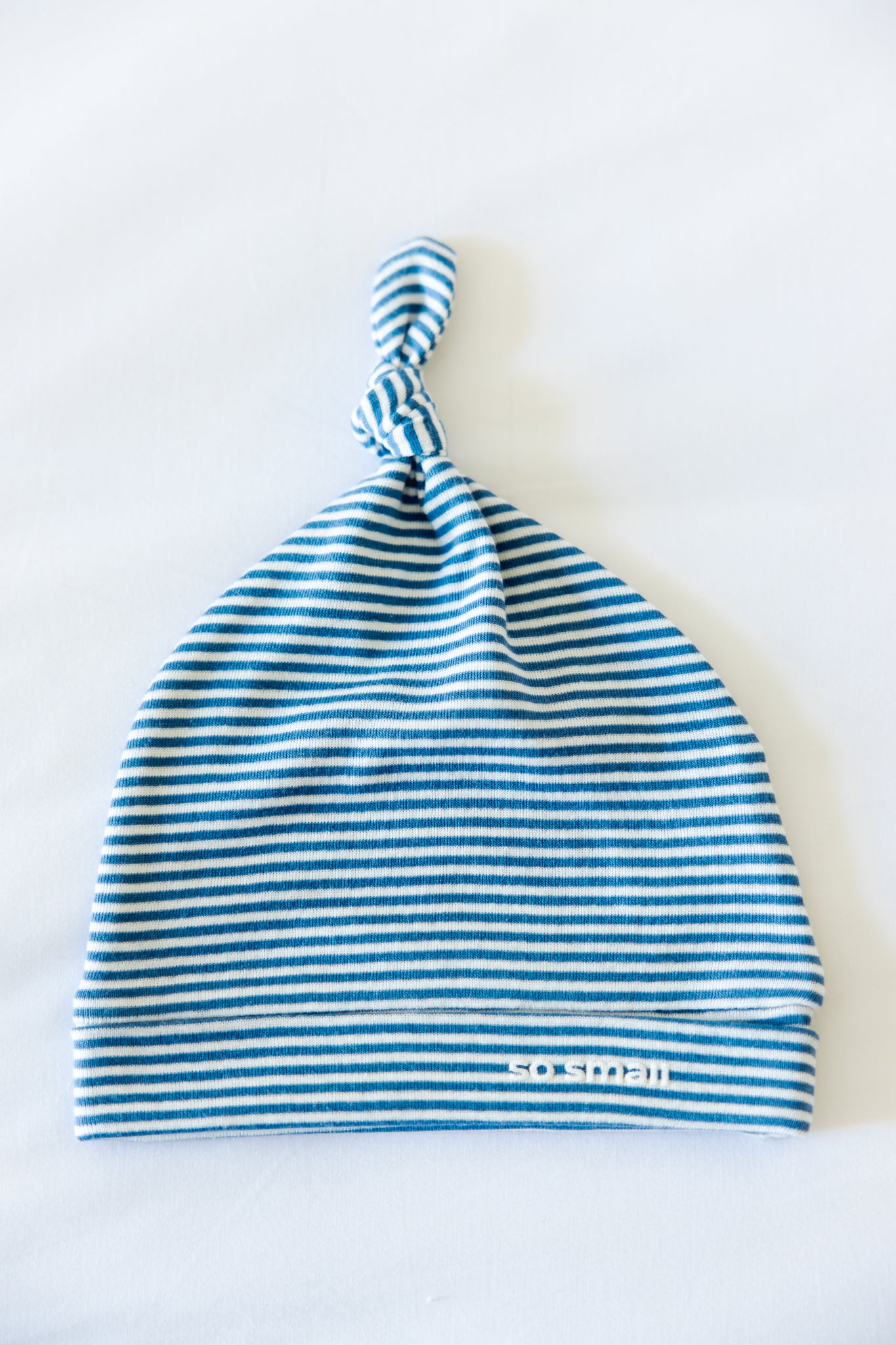 so small Organic Knotted Beanie- Evening Blue