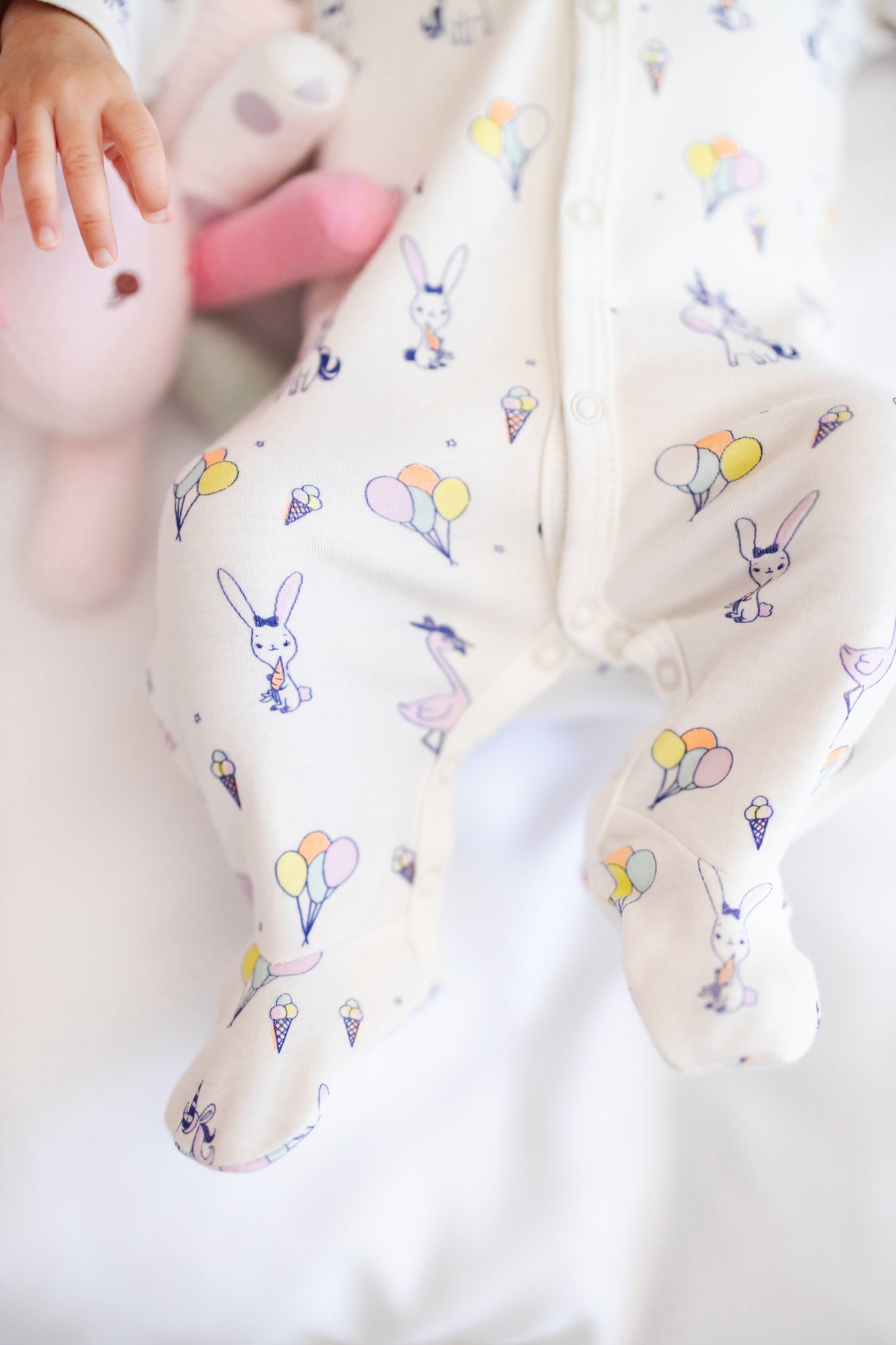 Certified Organic Cotton Middle Snap Footie-Pastel Fairytale