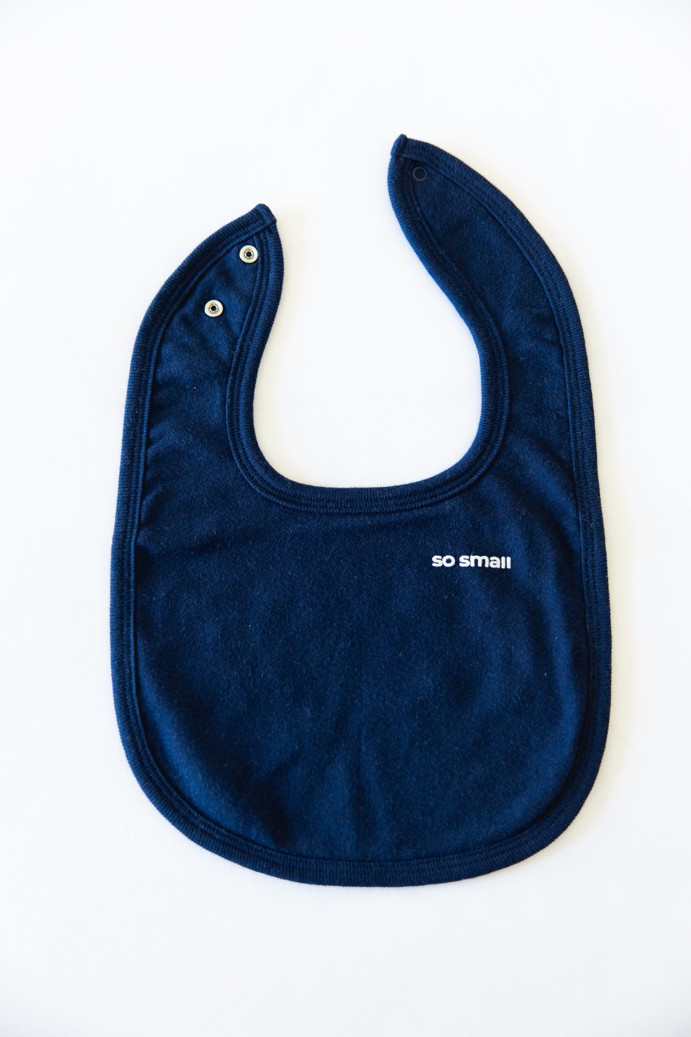 so small Organic Terry Lined Bib- Magnetic Blue