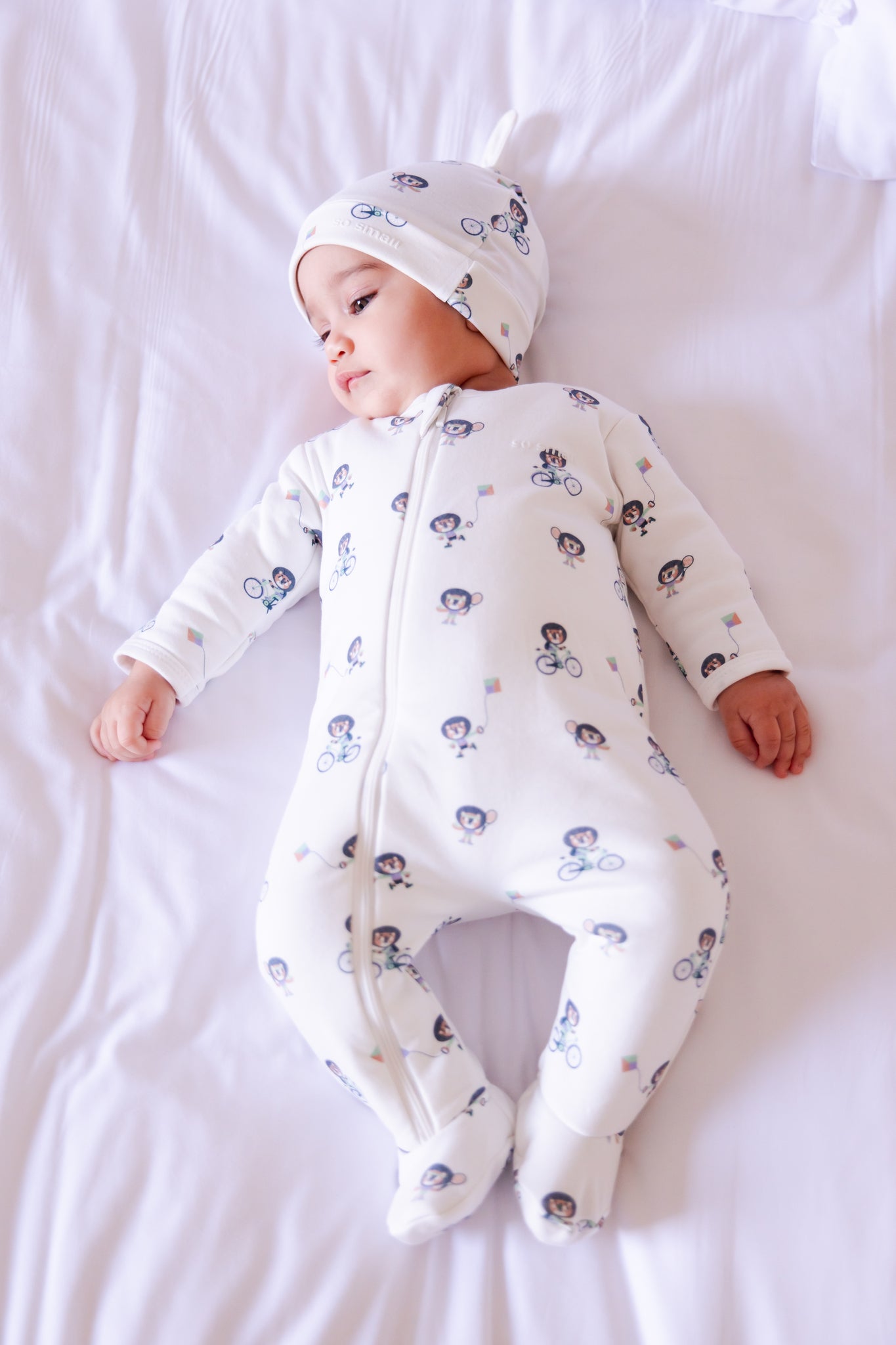 so small Organic Padded Winter Zipper Footie- Happy Roars