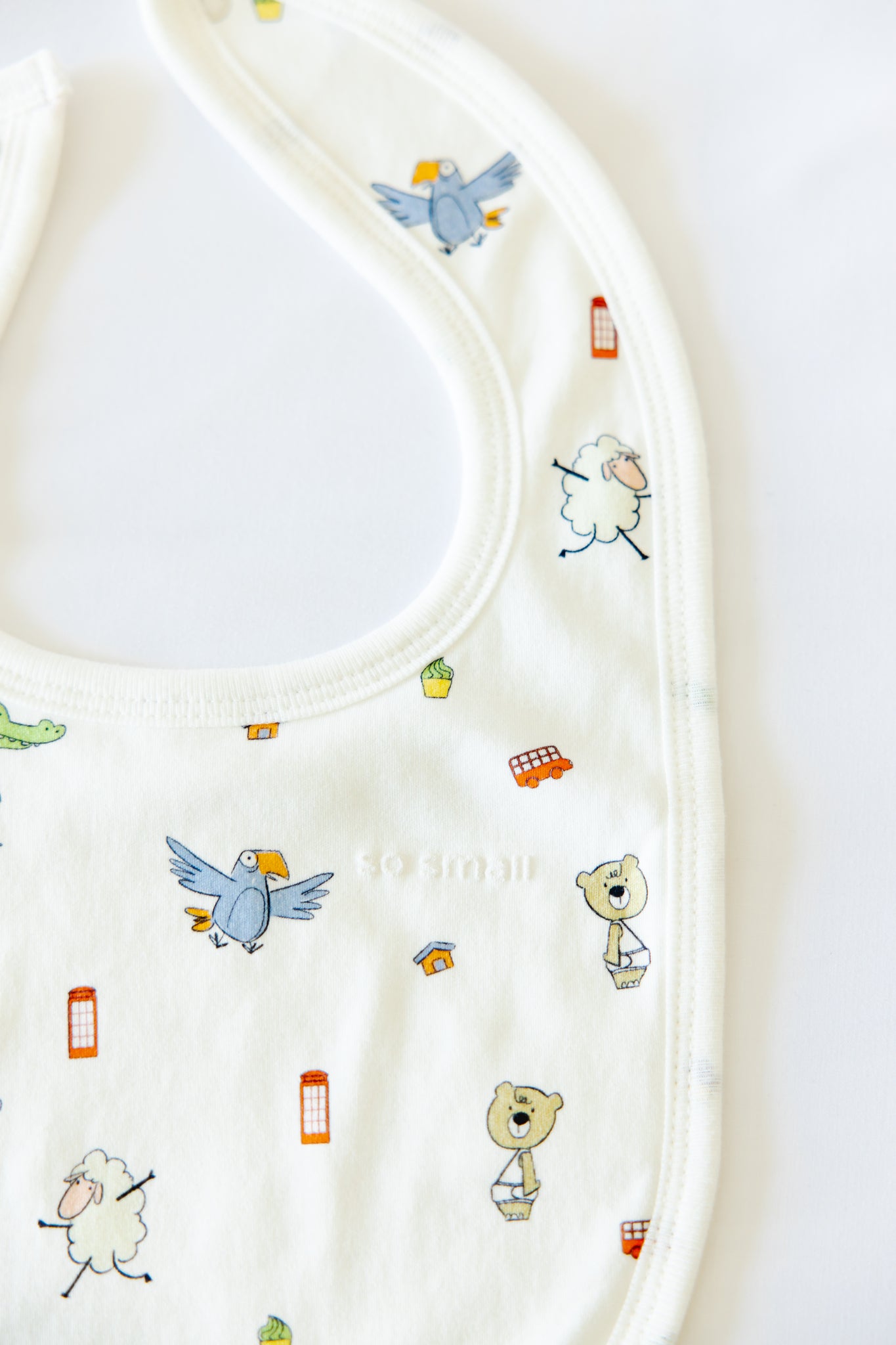 so small Organic Terry-Lined Bib- Playdates & Cupcakes