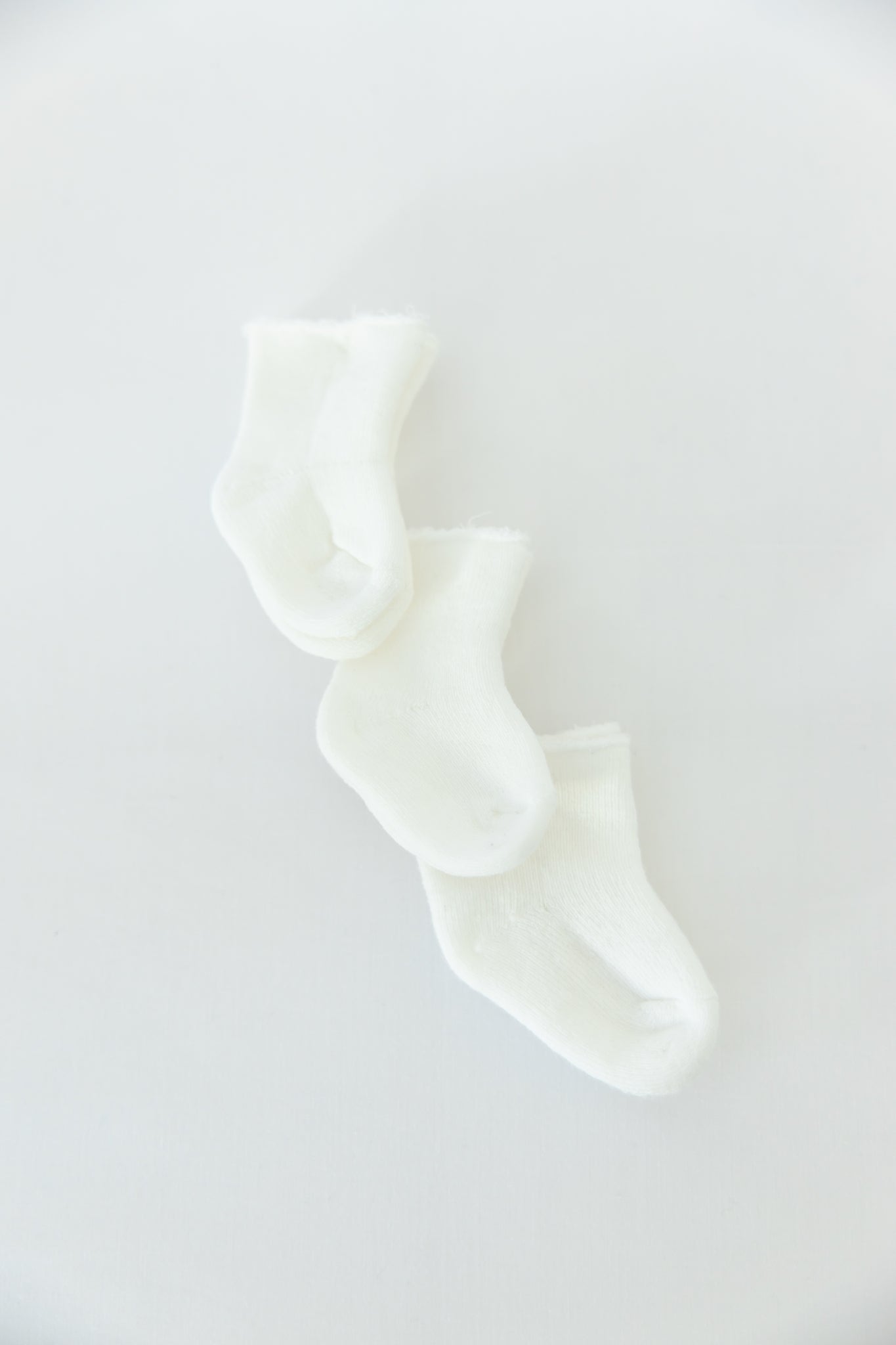 Certified Organic Knitted Baby Socks- Pack of 3 White Pairs
