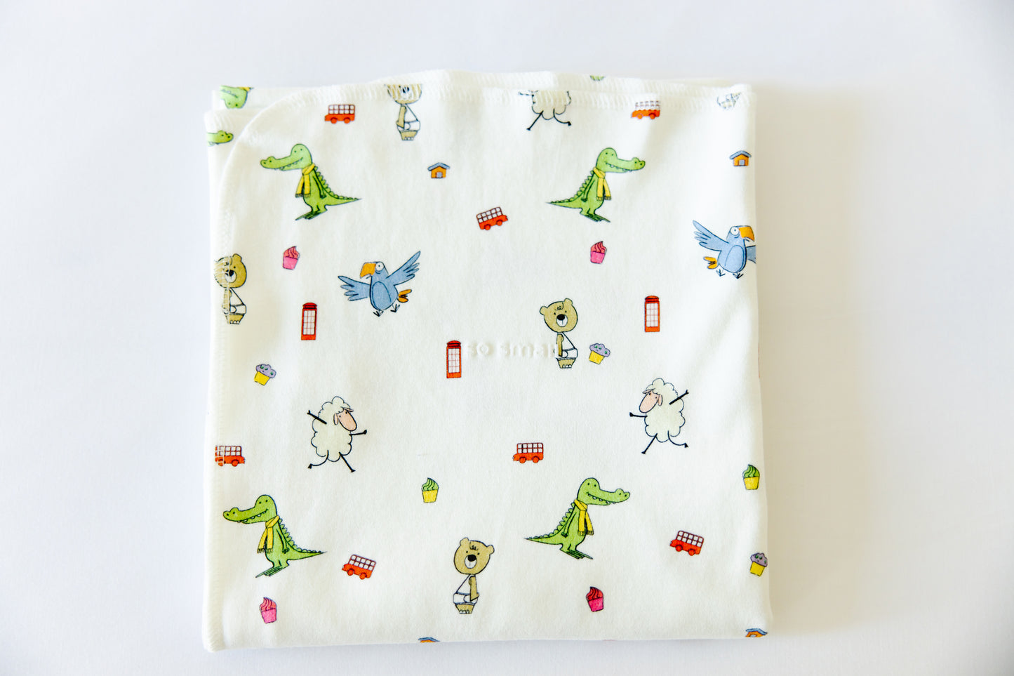 so small Organic Cotton Swaddle Blanket- Playdates & Cupcakes