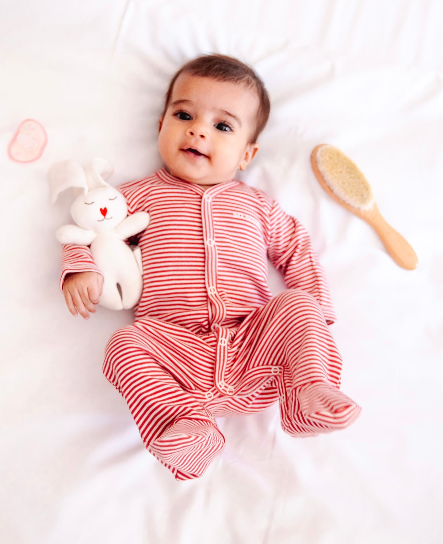 so small Organic Striped Middle Snap Footie-Red Melon
