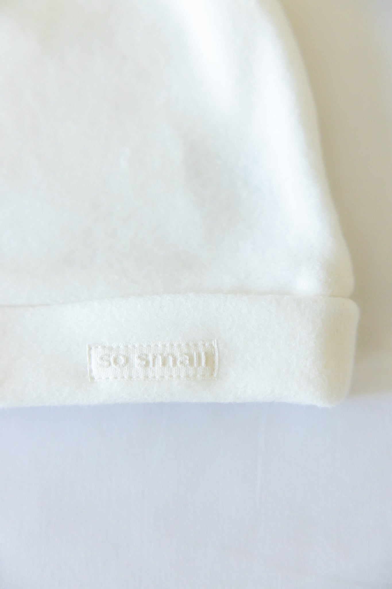 so small Organic Knotted Beanie- Off-White Winter Brushed Terry