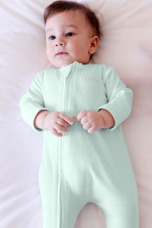 Organic Zipper Footie- Hint of Mint