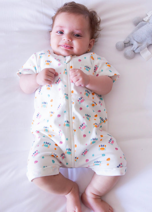 Organic Half-Sleeved Romper- Friends of the Sea