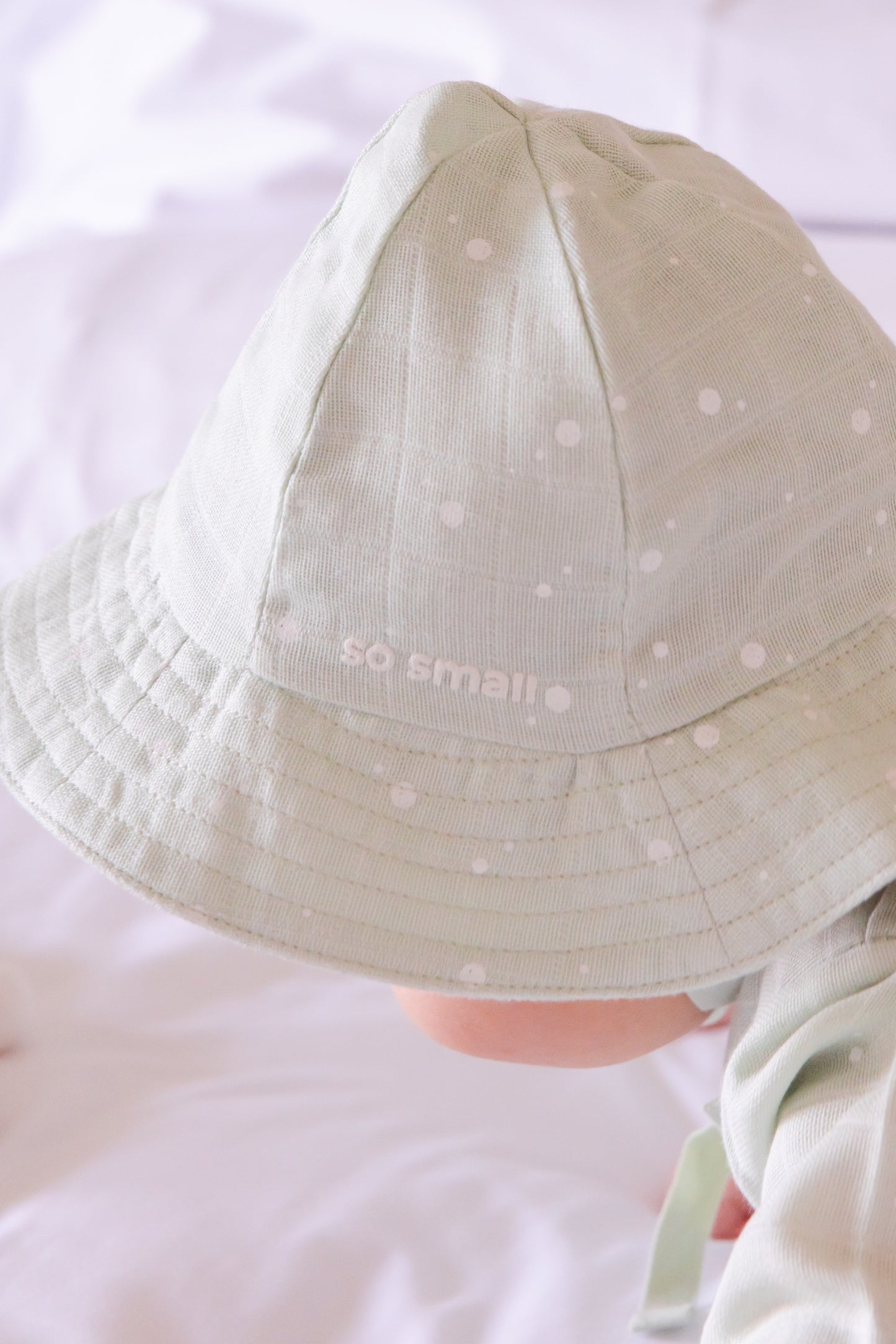 Certified Organic Muslin Sun Hat- Mint & Milk